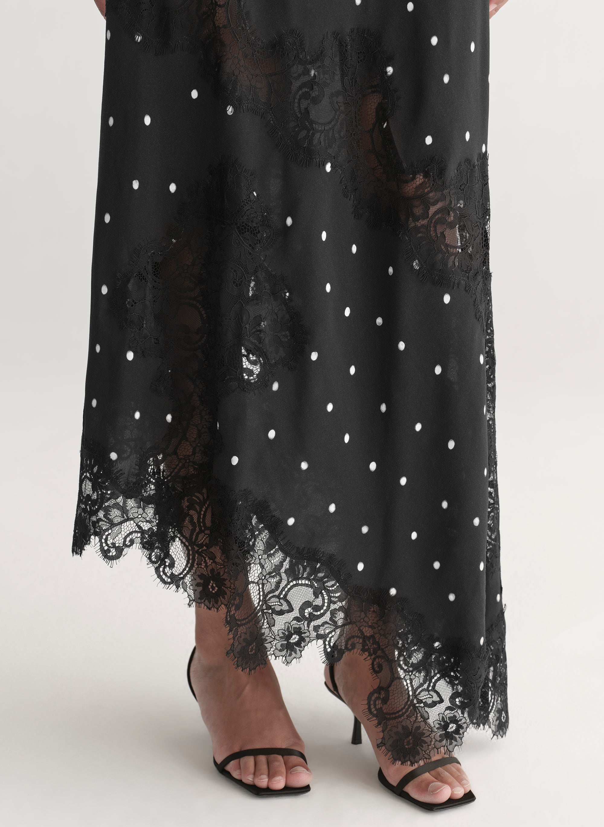 Alessia Polka Dot Crepe and Lace Maxi Dress - Image 2