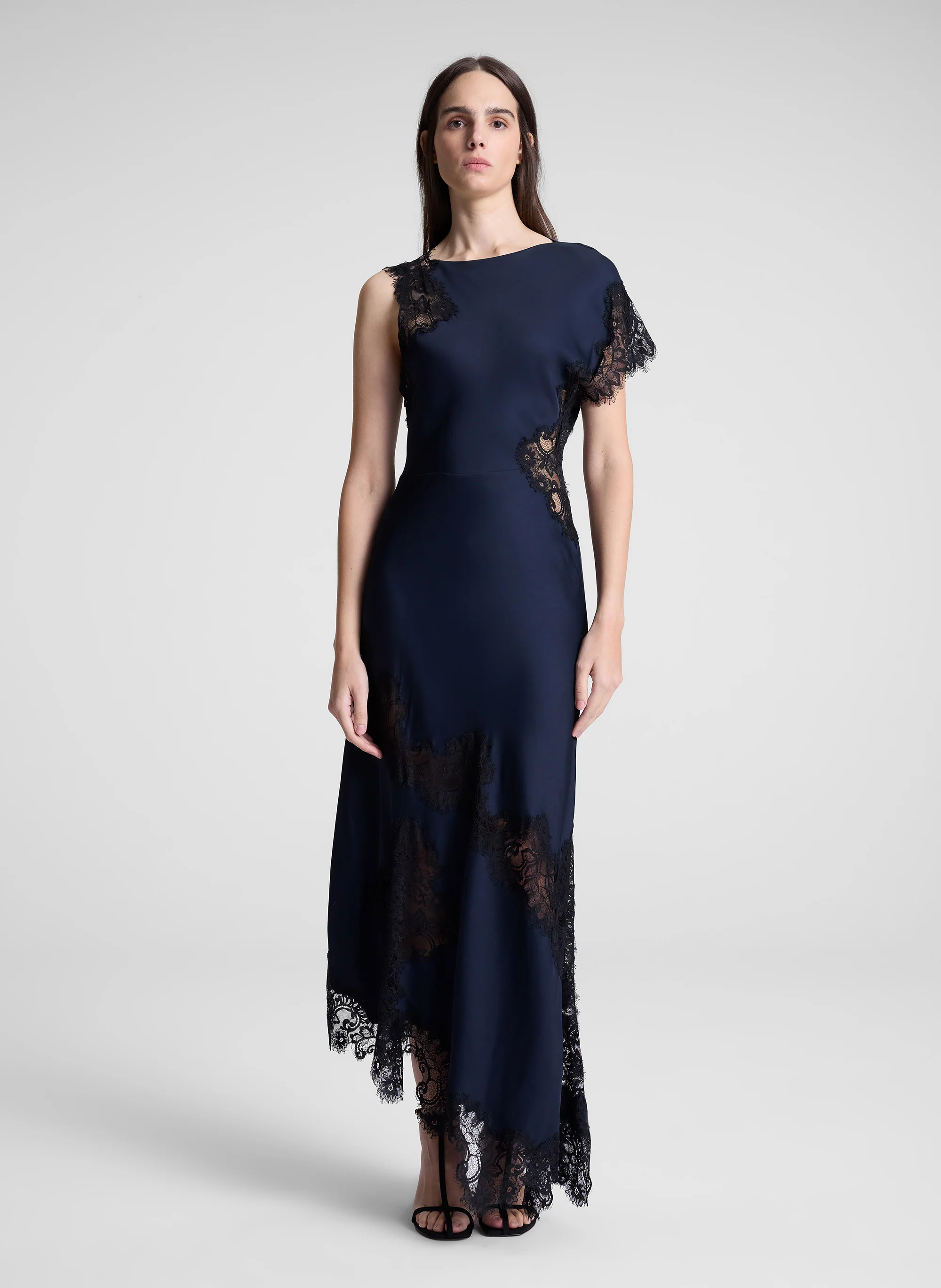 Alessia Satin and Lace Maxi Dress