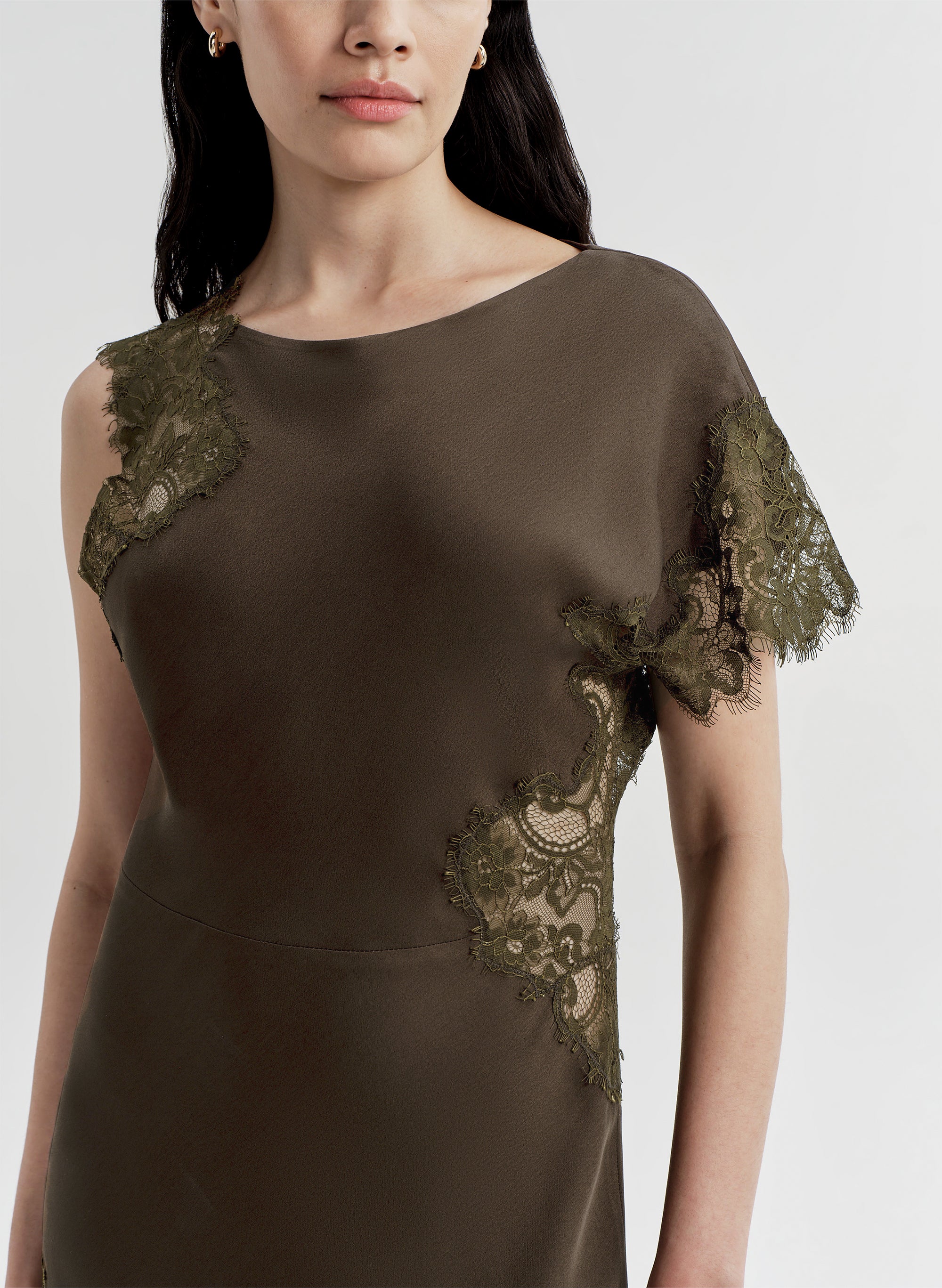 Alessia Textured Satin and Lace Maxi Dress - Image 2