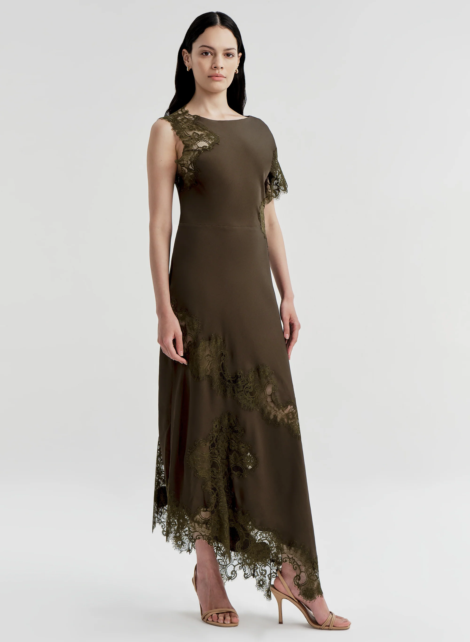 Alessia Textured Satin and Lace Maxi Dress - Image 4