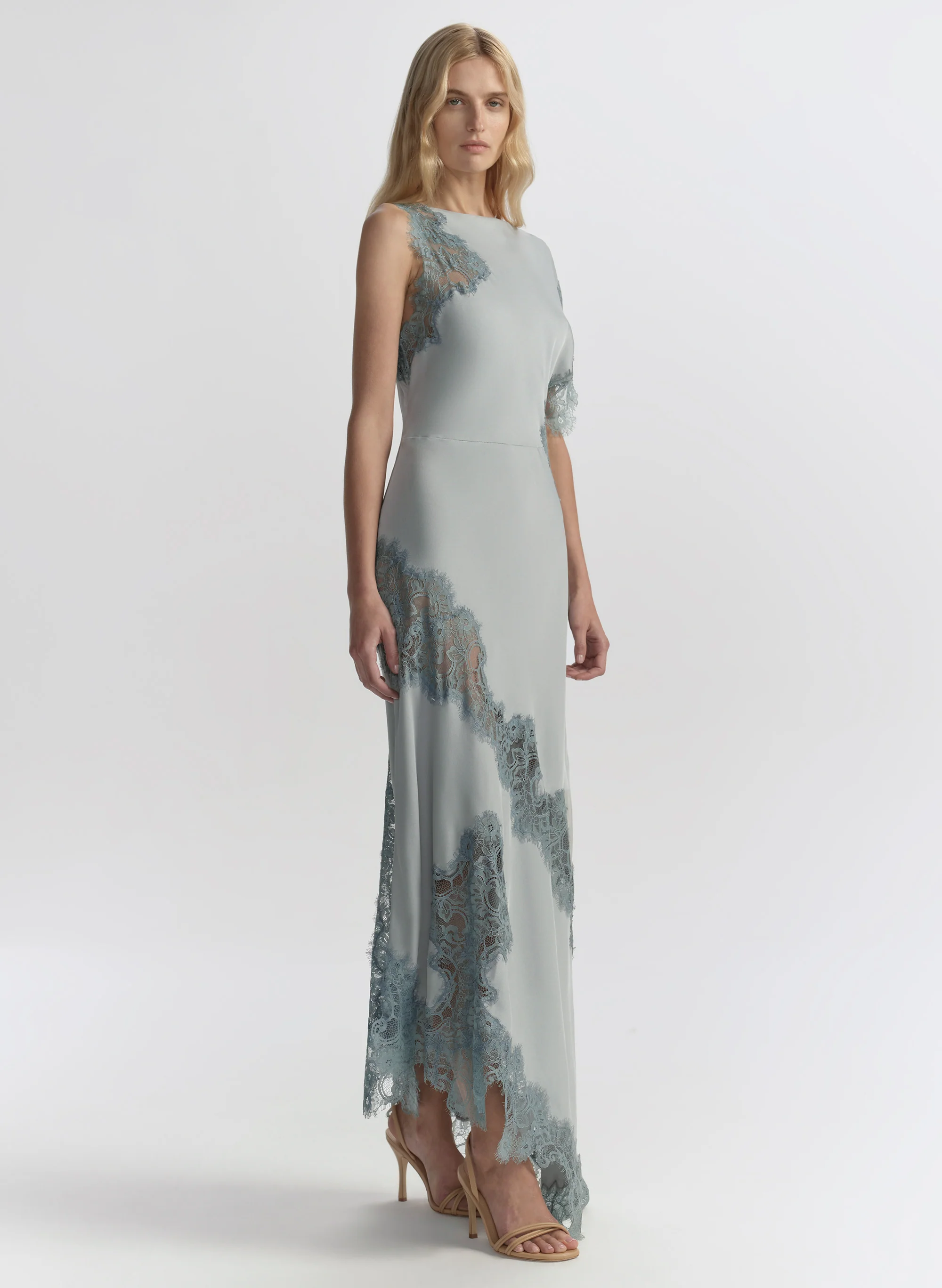 Alessia Textured Satin and Lace Maxi Dress - Image 3