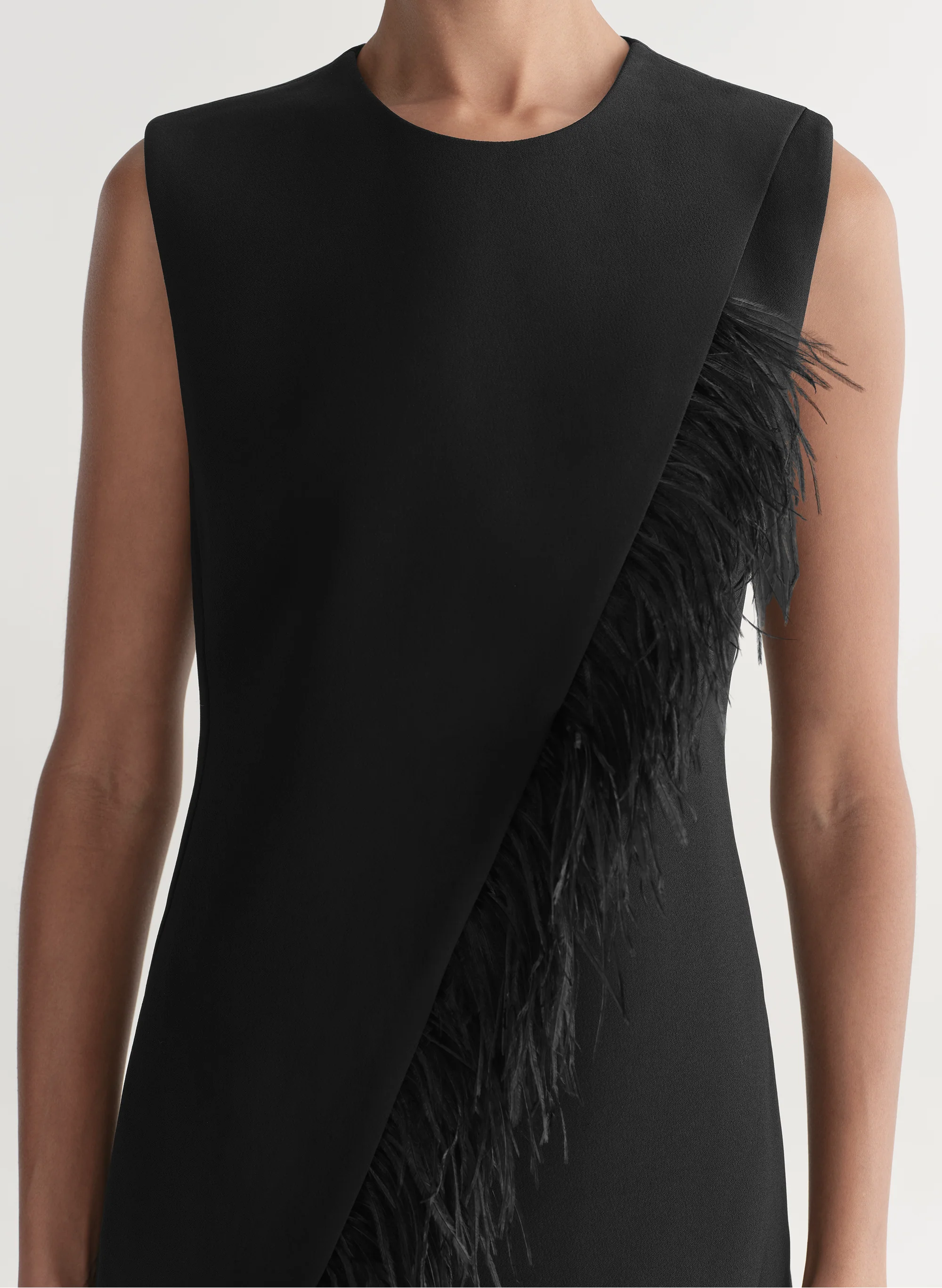 Beck Feather Trimmed Mini Dress