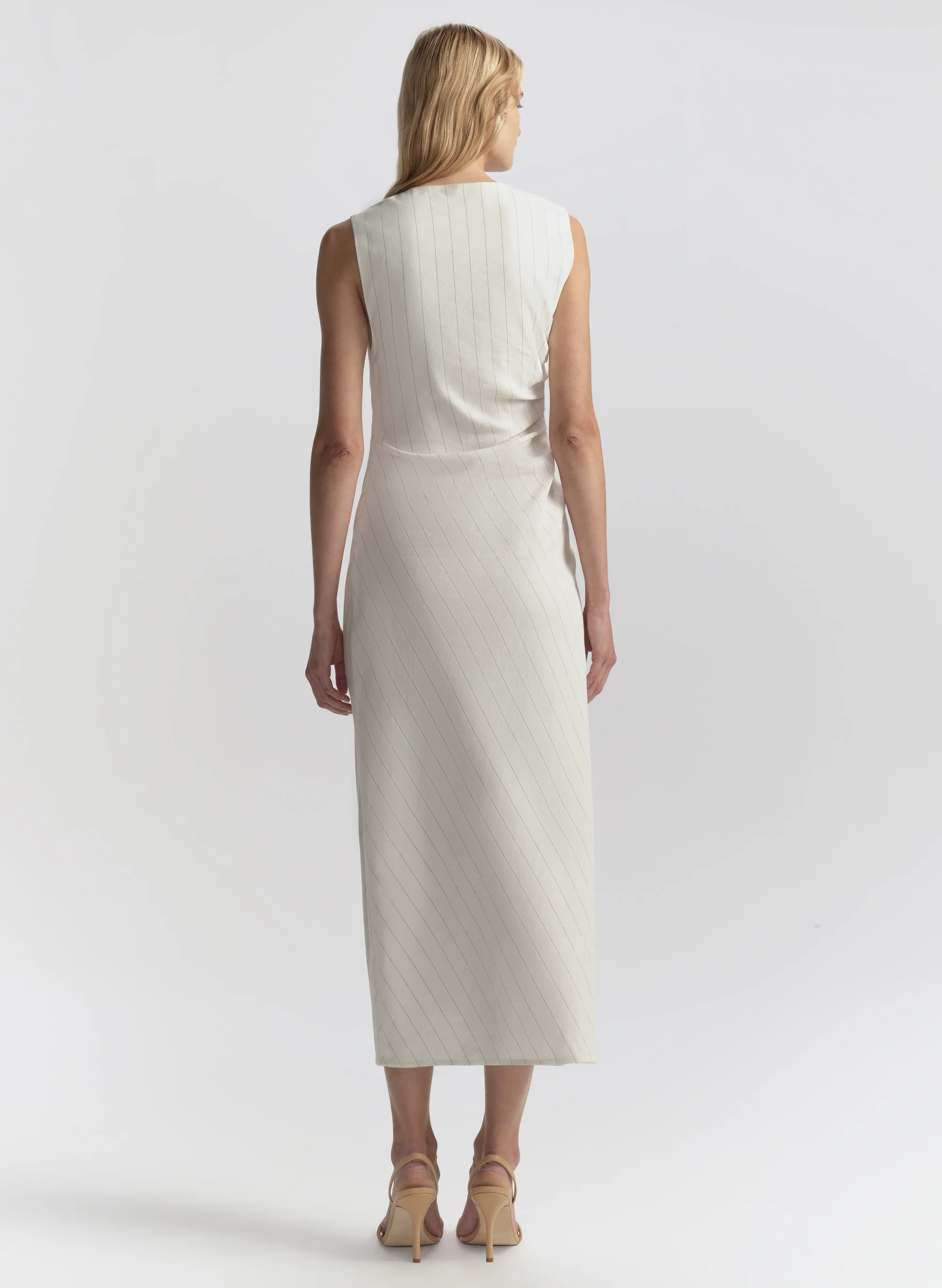 Caroline Linen Pinstripe Midi Dress - Image 5