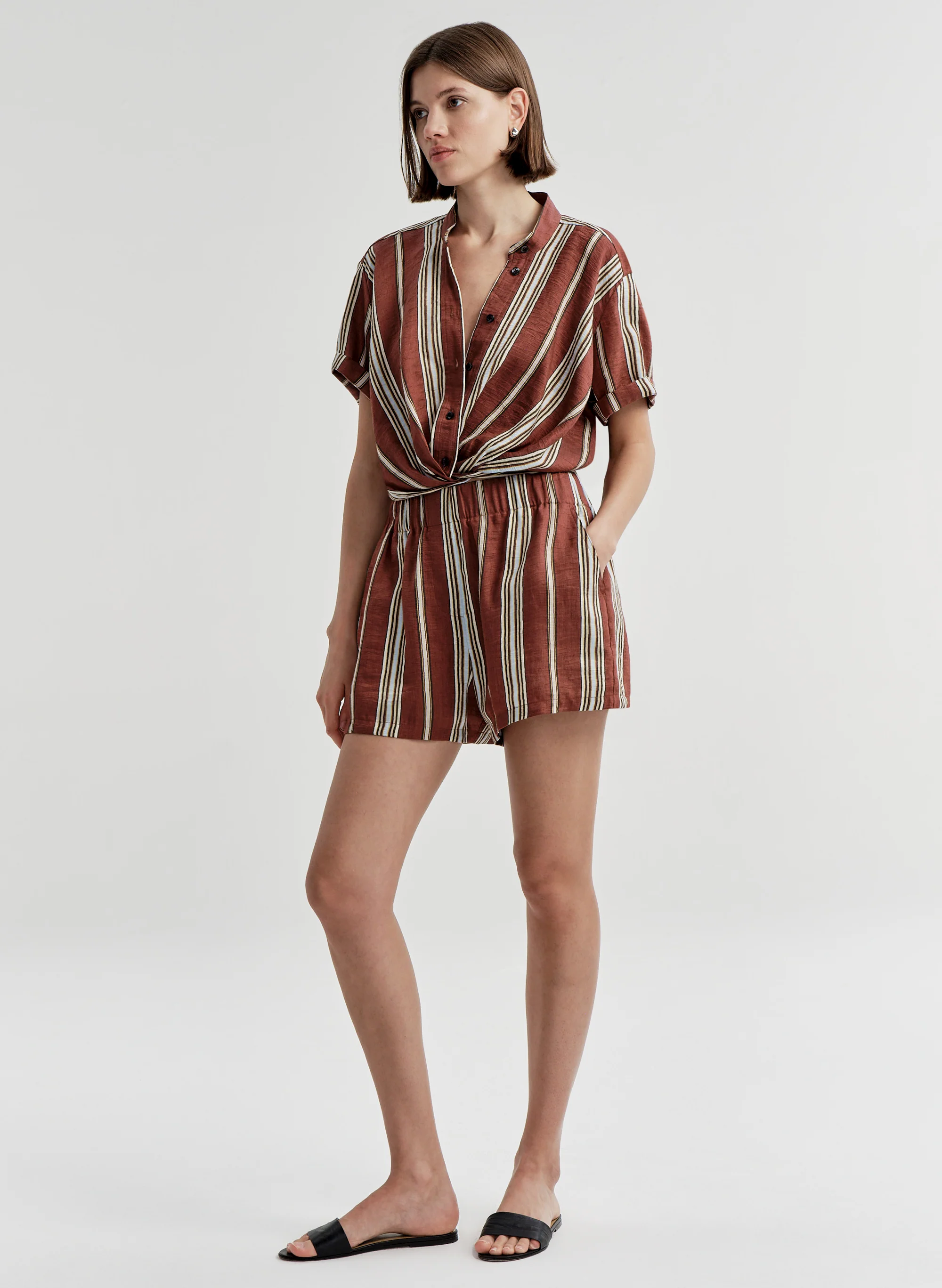 Casey Striped Linen Short - Image 4