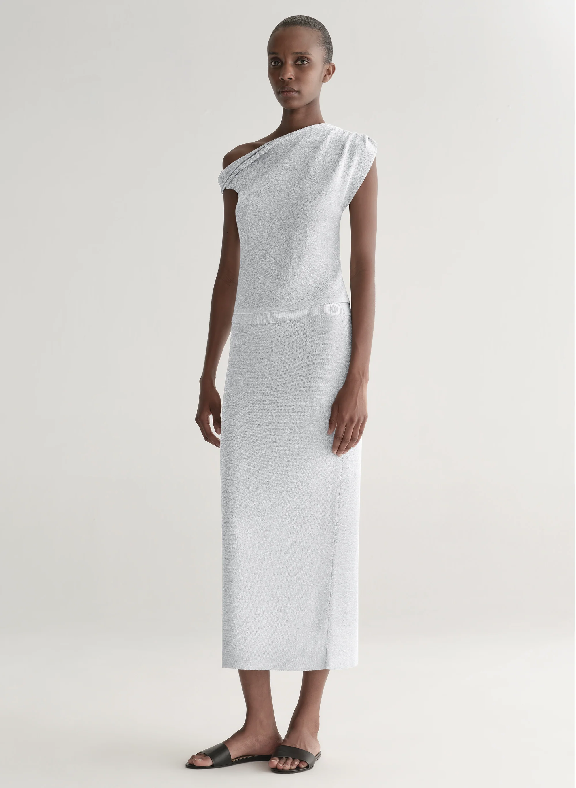 Clover Metallic Knit Midi Skirt - Image 4