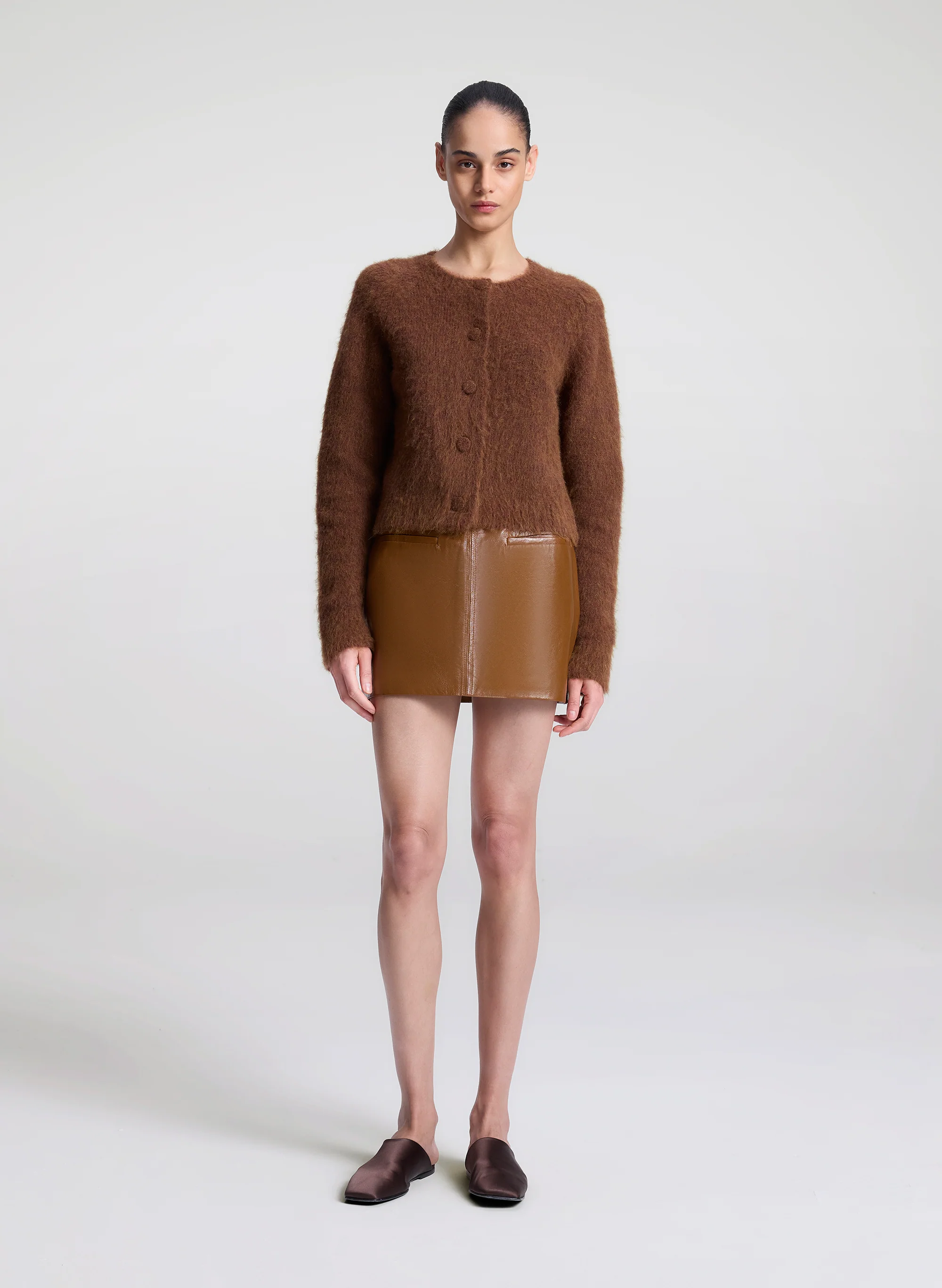 Cowan Glossy Leather Mini Skirt