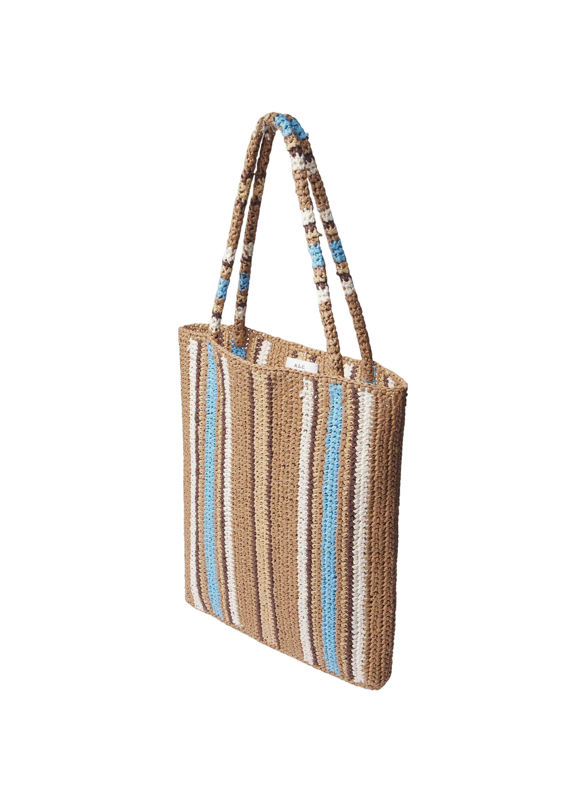 Daisy Striped Raffia Tote - Image 3