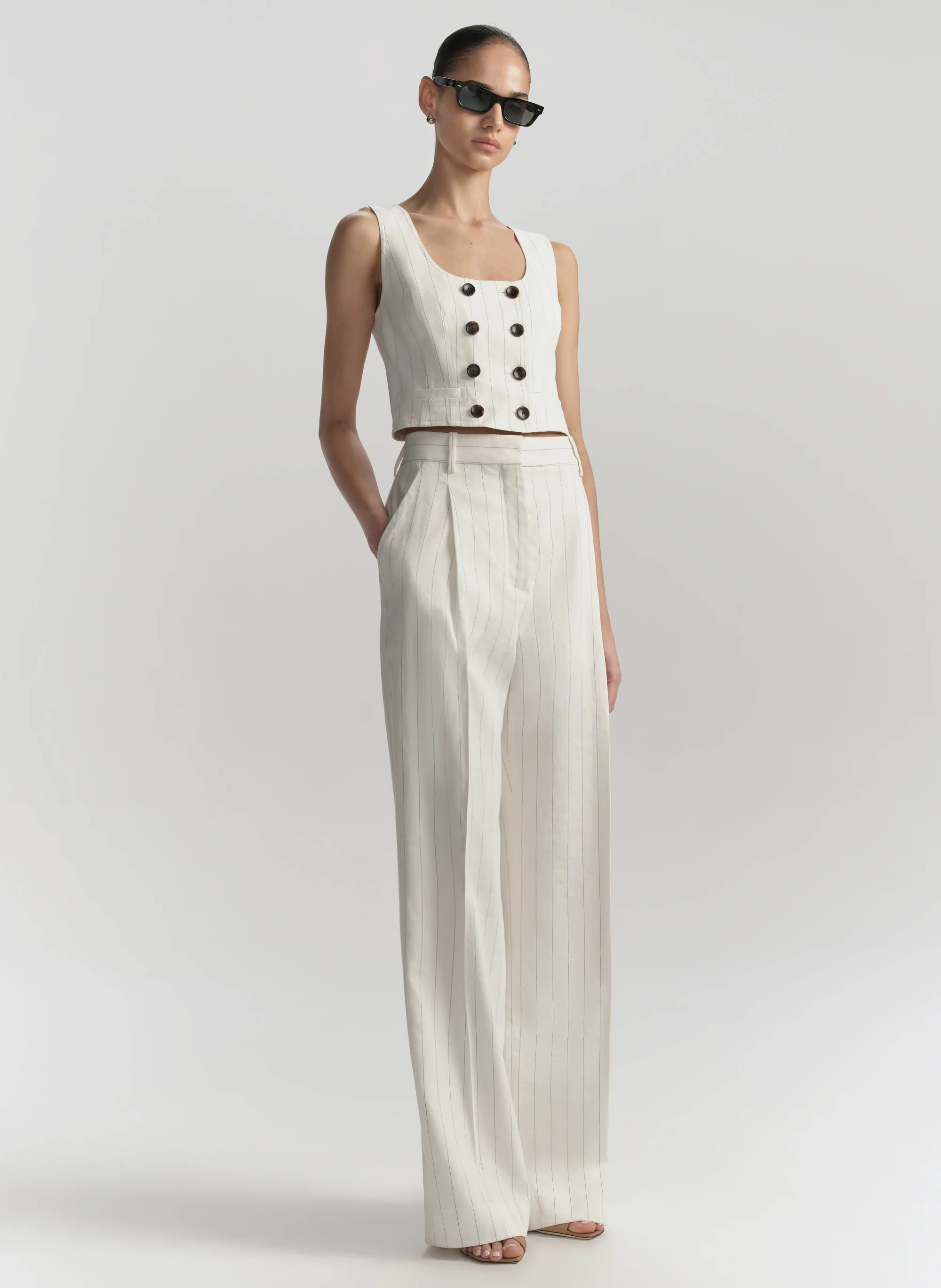 Darcy Linen Pinstripe Top - Image 3