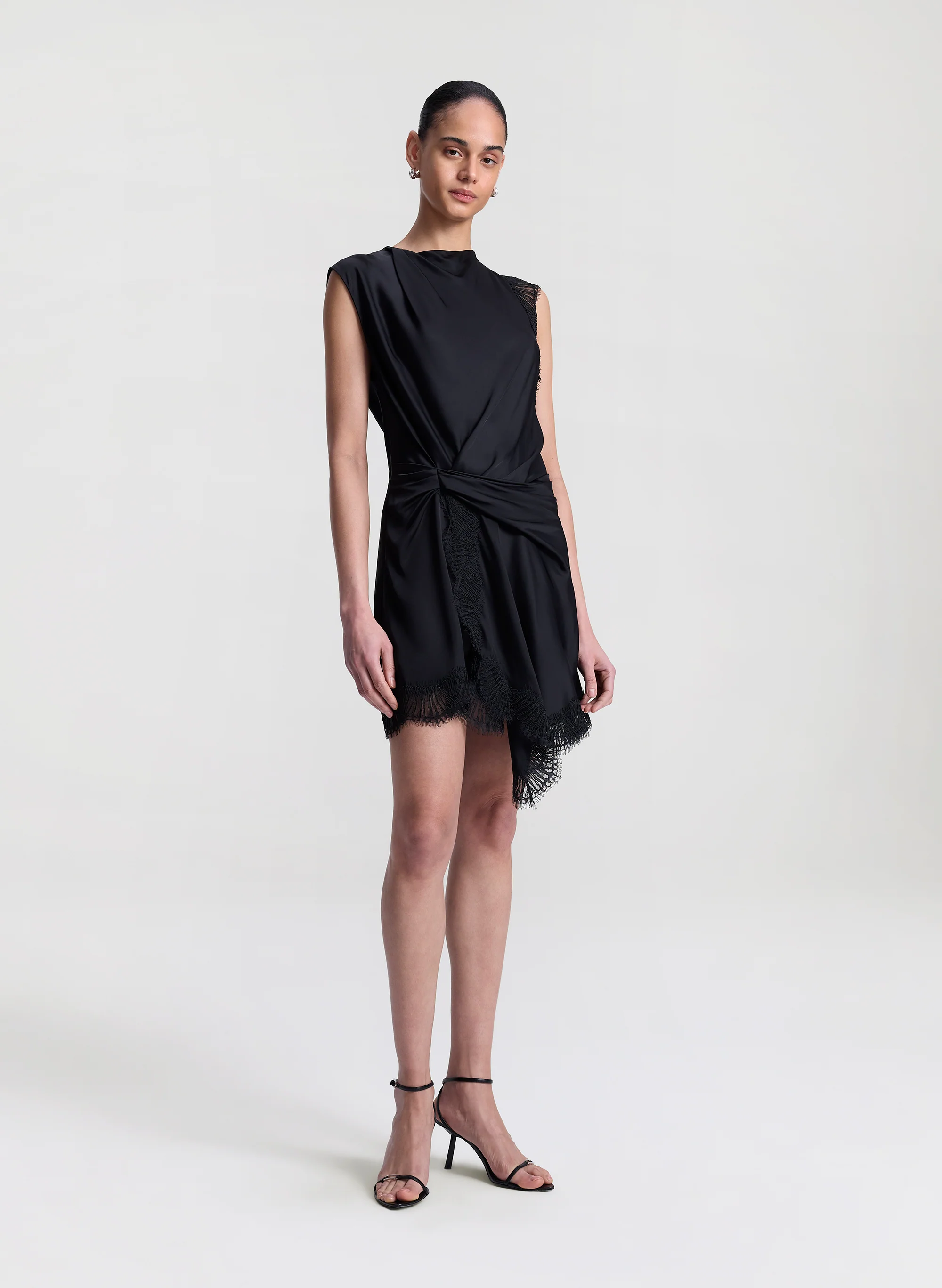 Dion Satin and Lace Mini Dress - Image 4