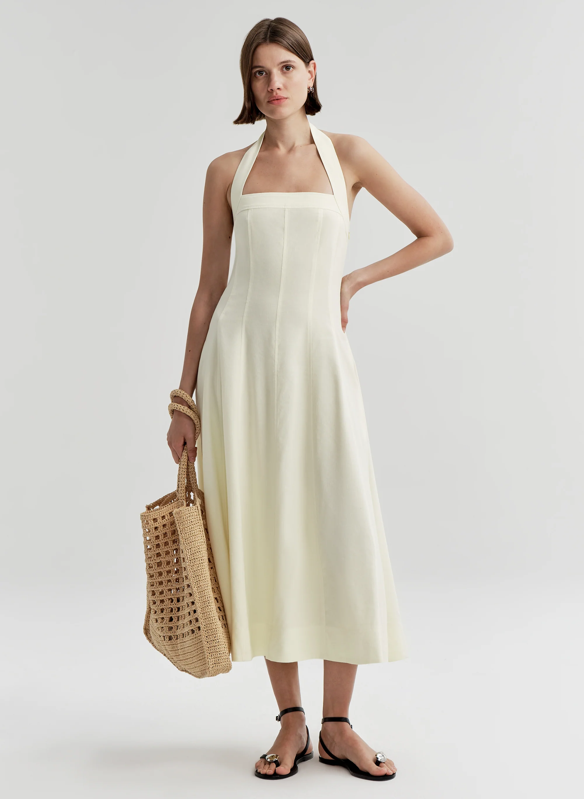 Elinor Linen Midi Halter Dress