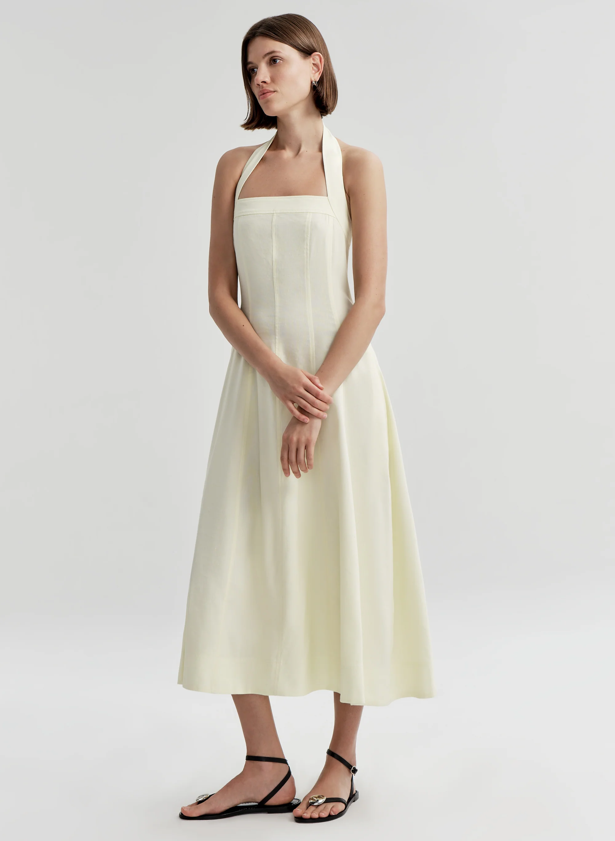 Elinor Linen Midi Halter Dress - Image 4