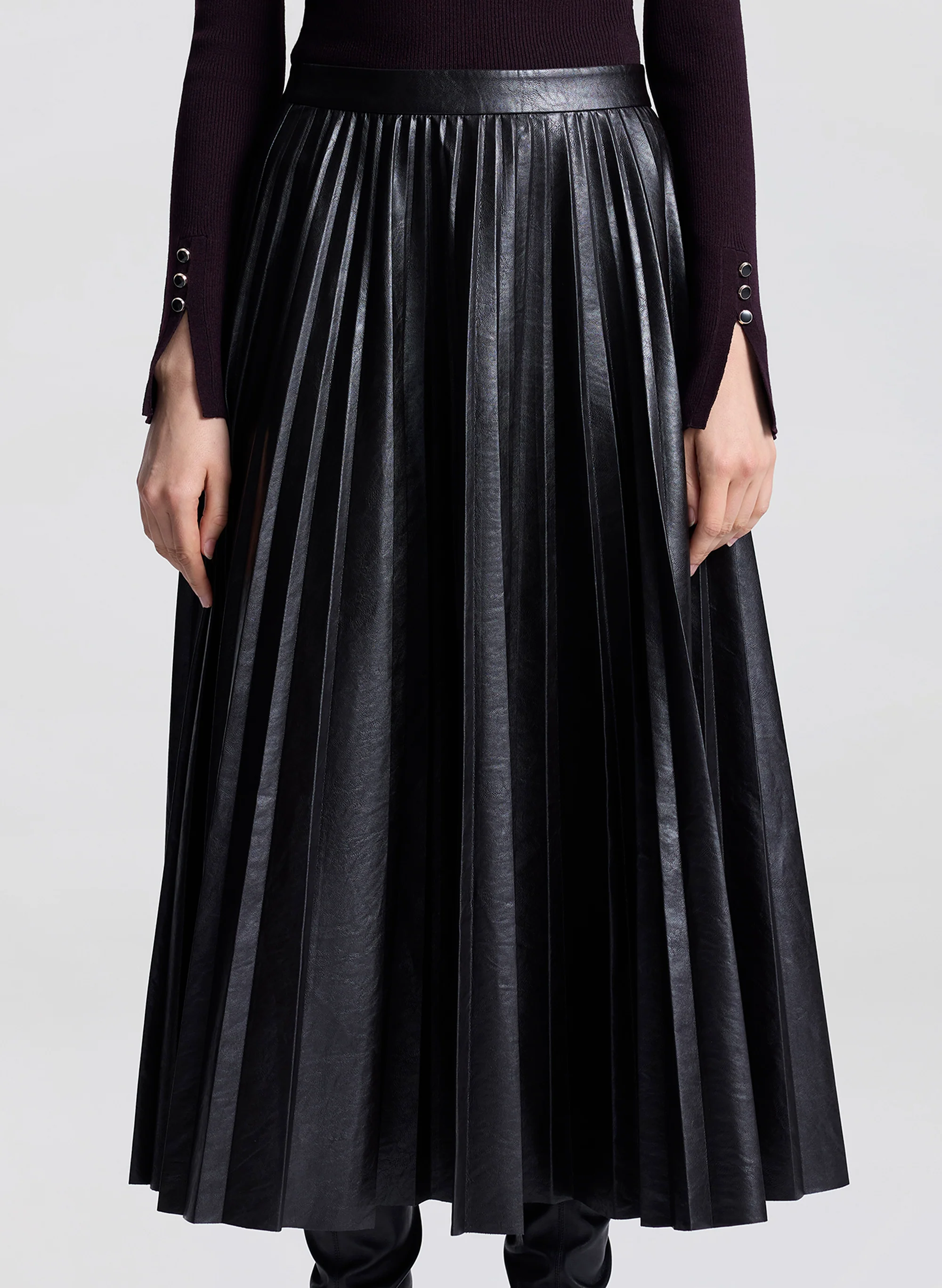 Etta Vegan Leather Midi Skirt - Image 2
