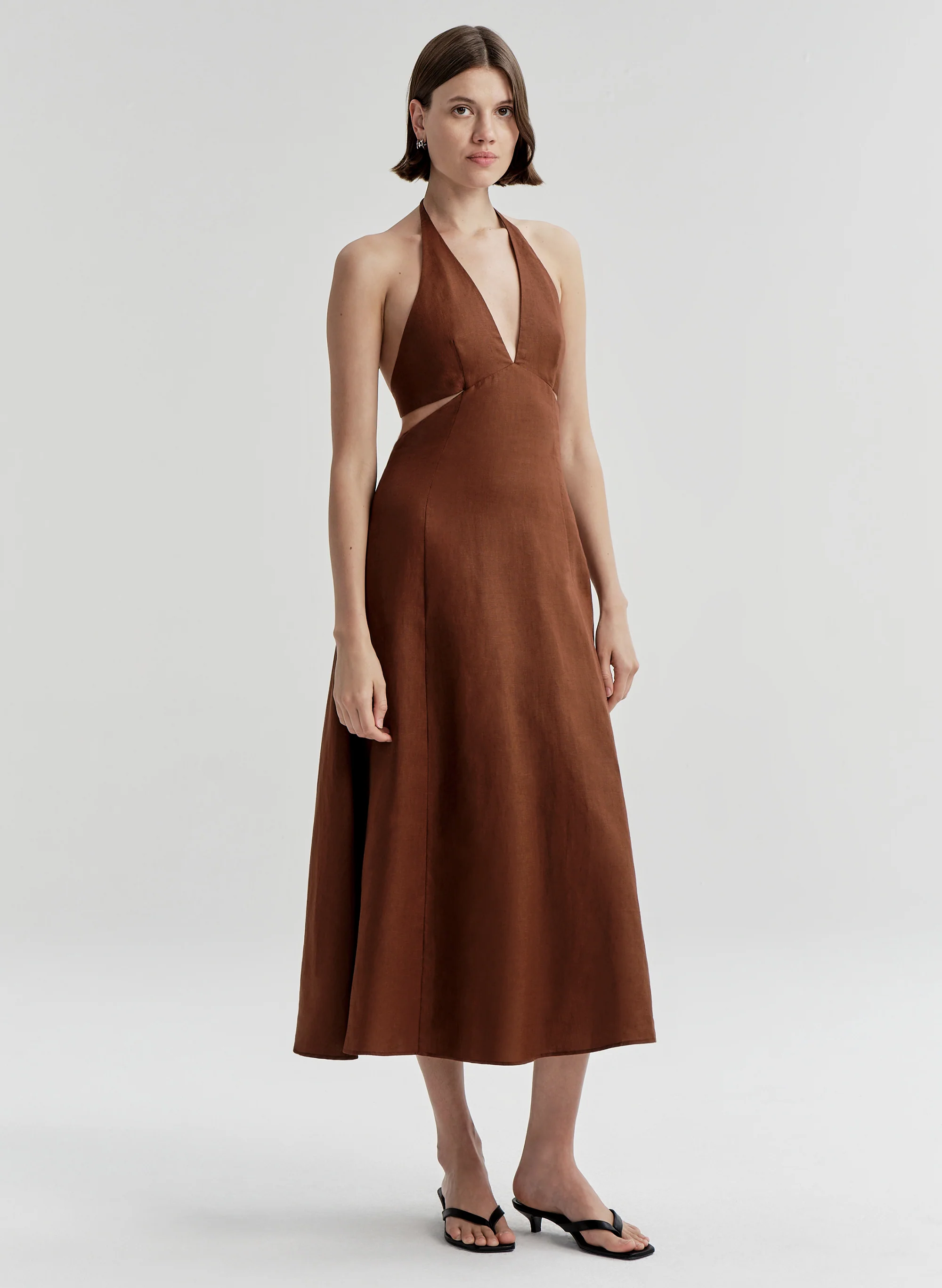 Evelena Tie-Back Linen Midi Dress - Image 4