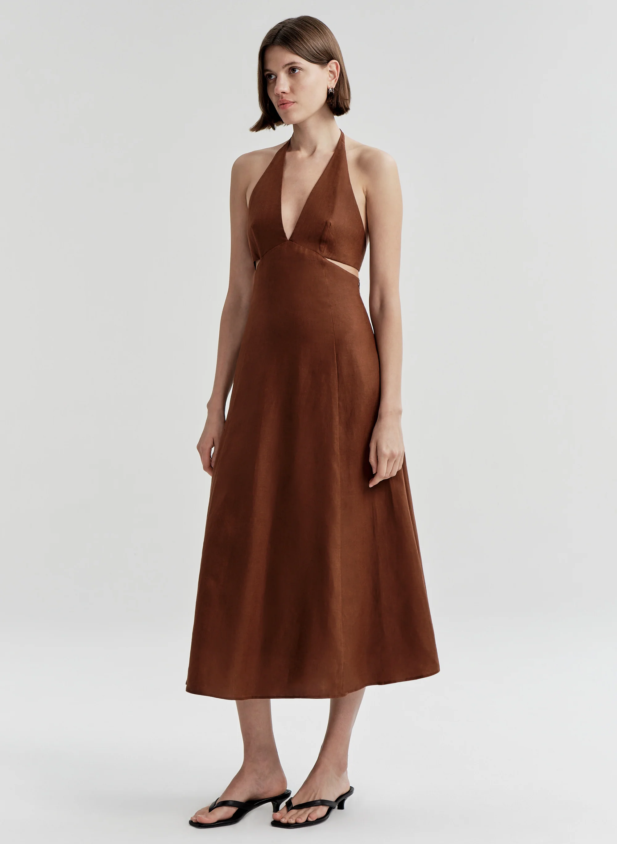 Evelena Tie-Back Linen Midi Dress - Image 5