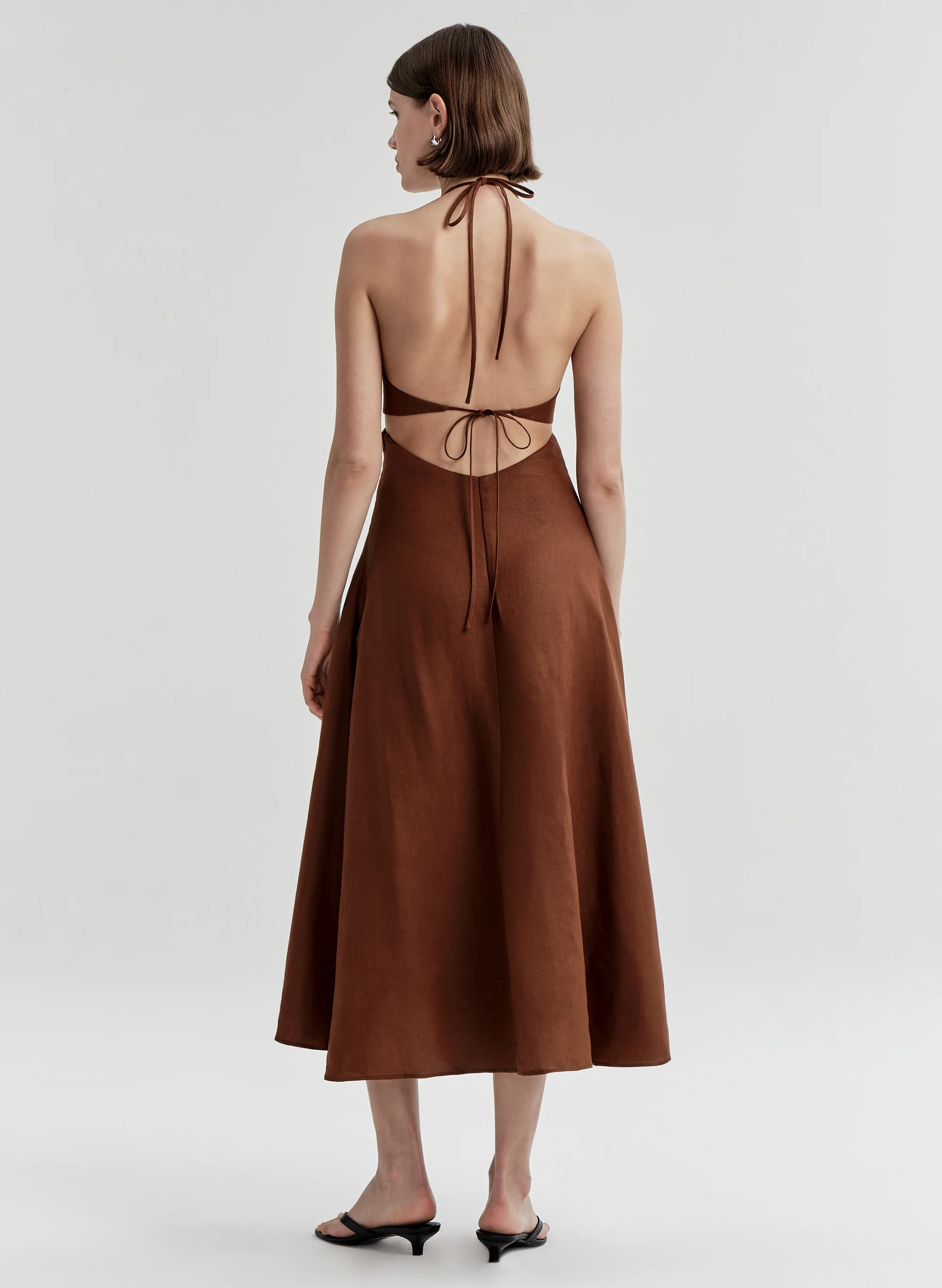 Evelena Tie-Back Linen Midi Dress - Image 6