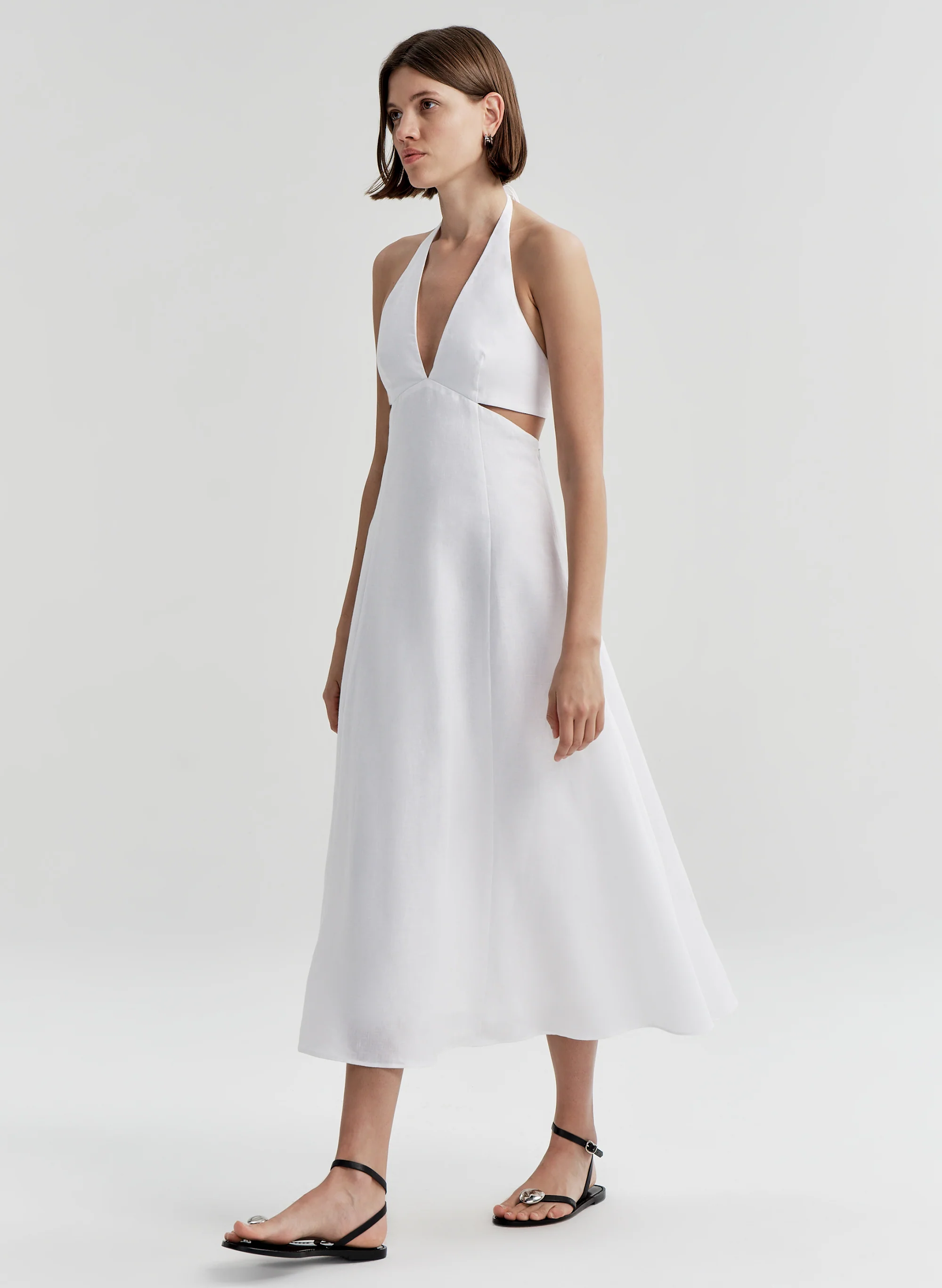 Evelena Tie-Back Linen Midi Dress - Image 5