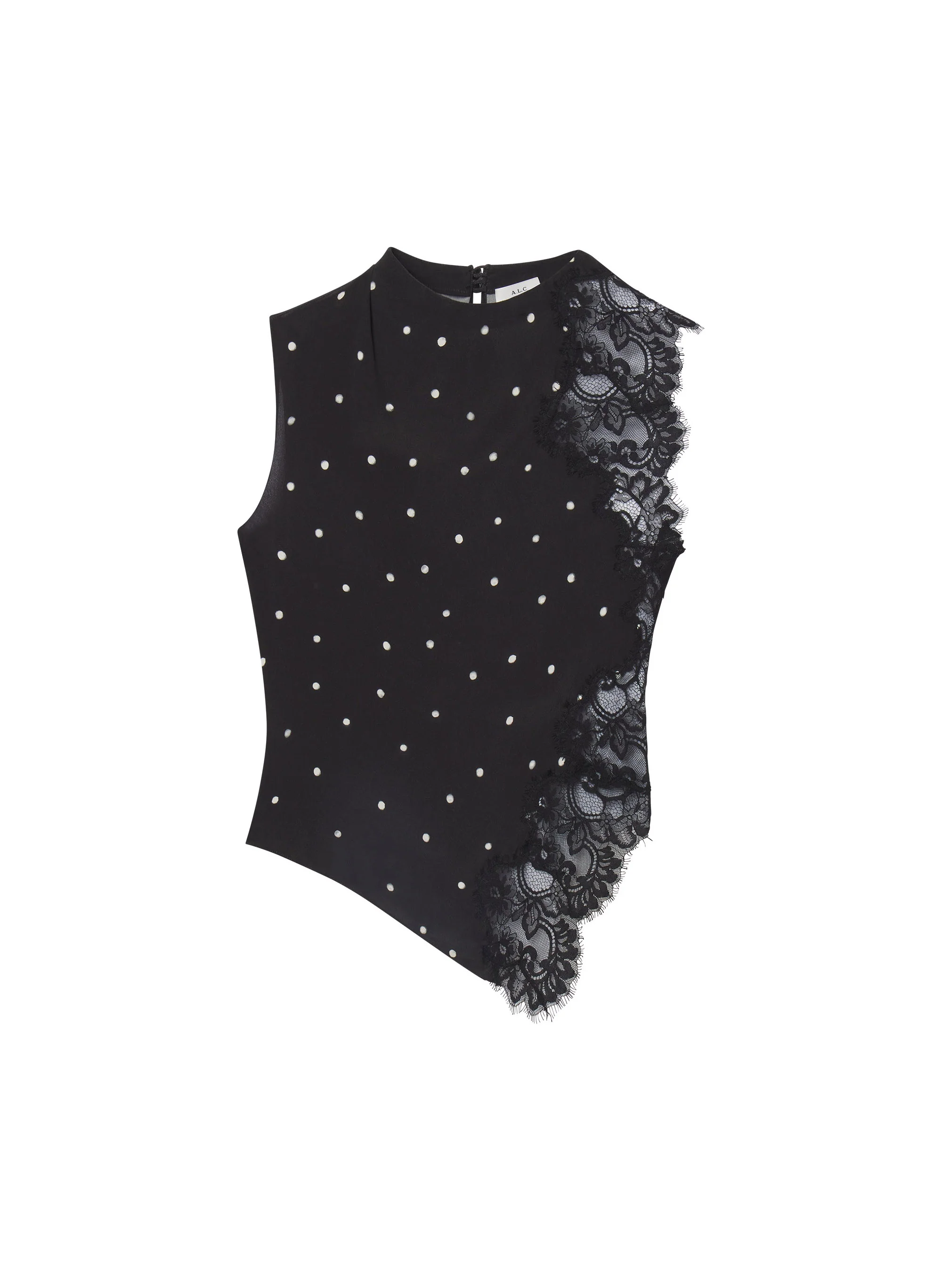 Gracie Polka Dot Crepe and Lace Top - Image 6