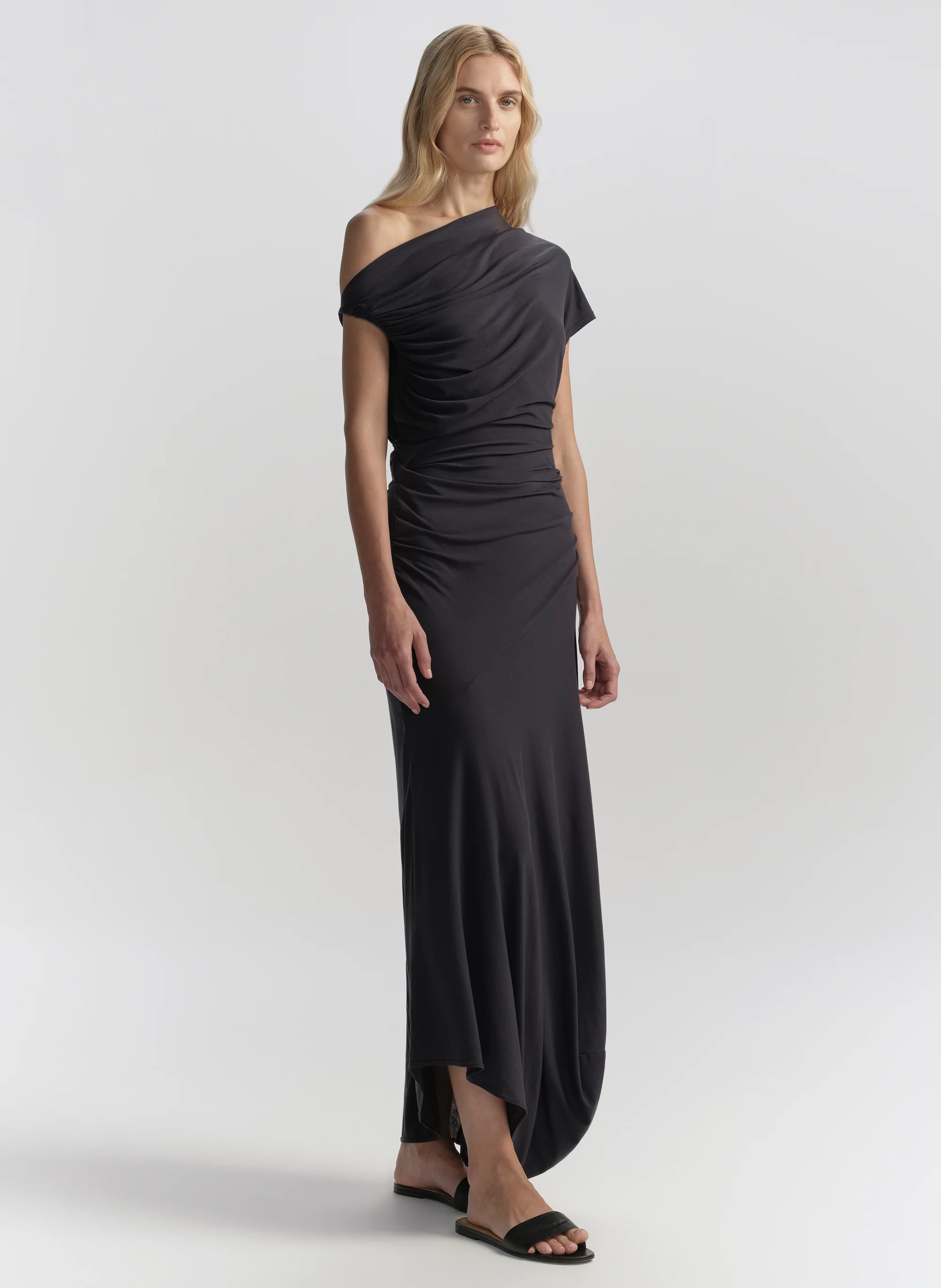 Halle One Shoulder Jersey Midi Dress - Image 3