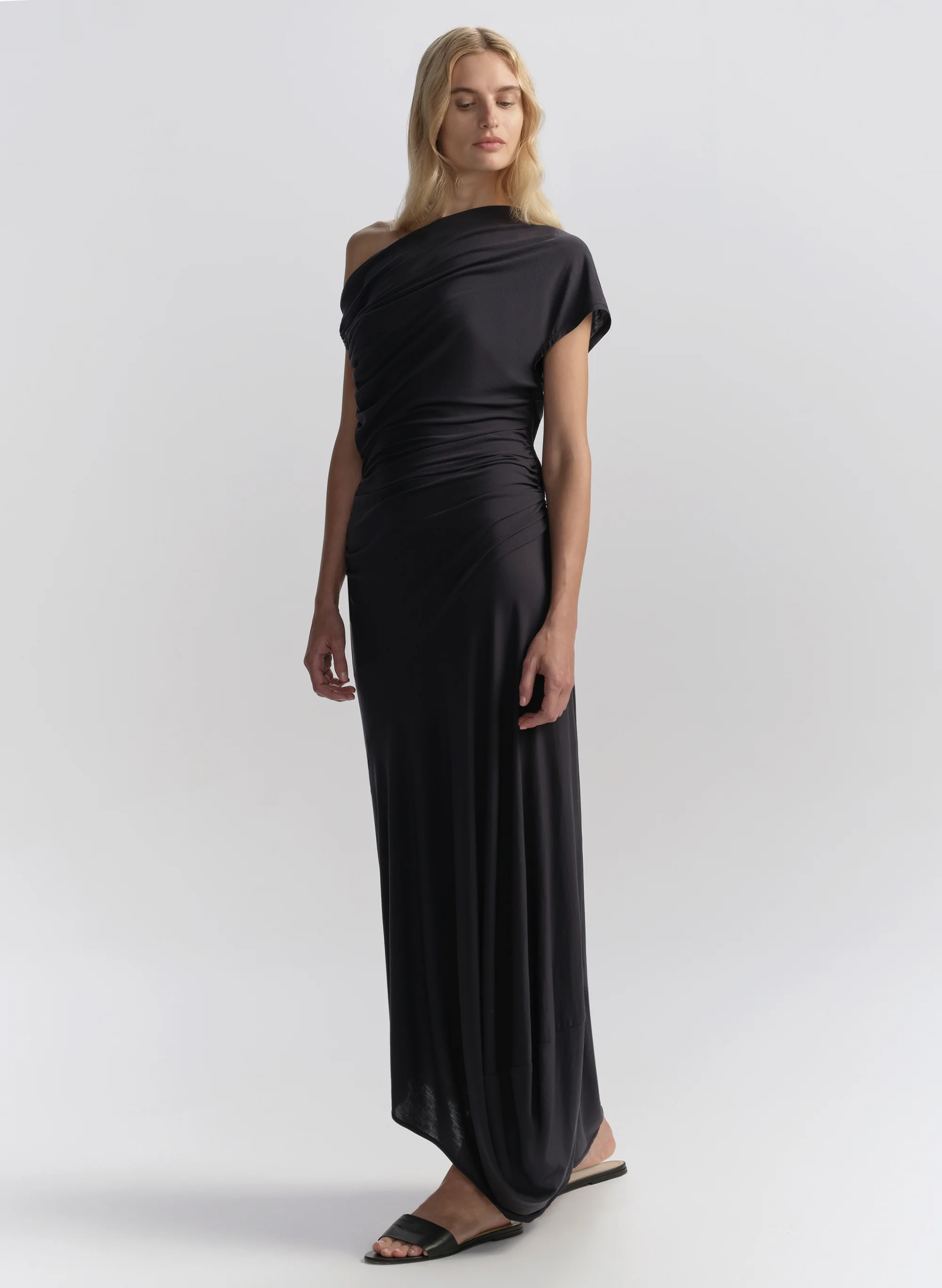 Halle One Shoulder Jersey Midi Dress - Image 4