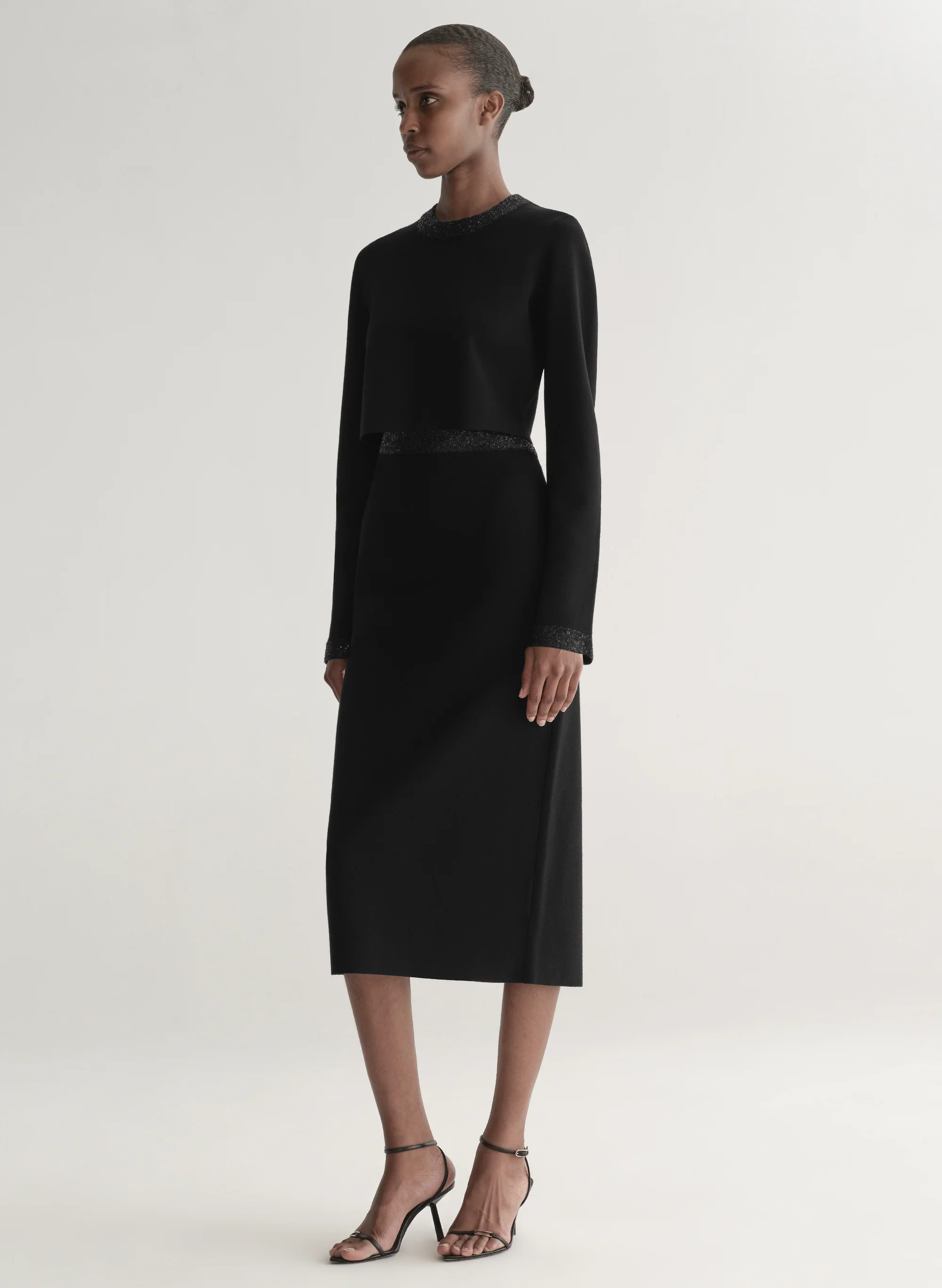 Jane Sequin Compact Knit Midi Skirt - Image 4
