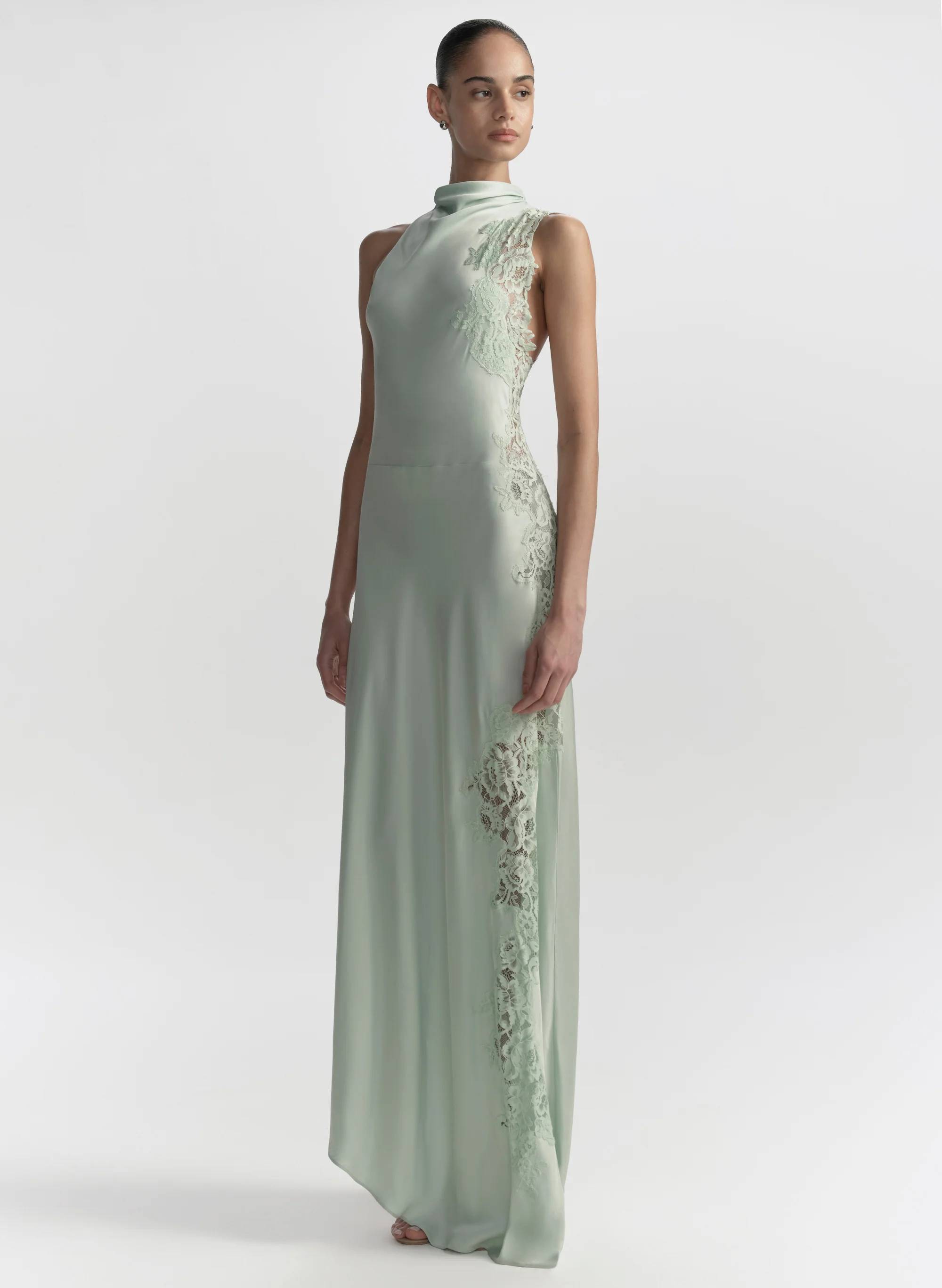 Josephine Satin and Lace Maxi Dress - Image 3