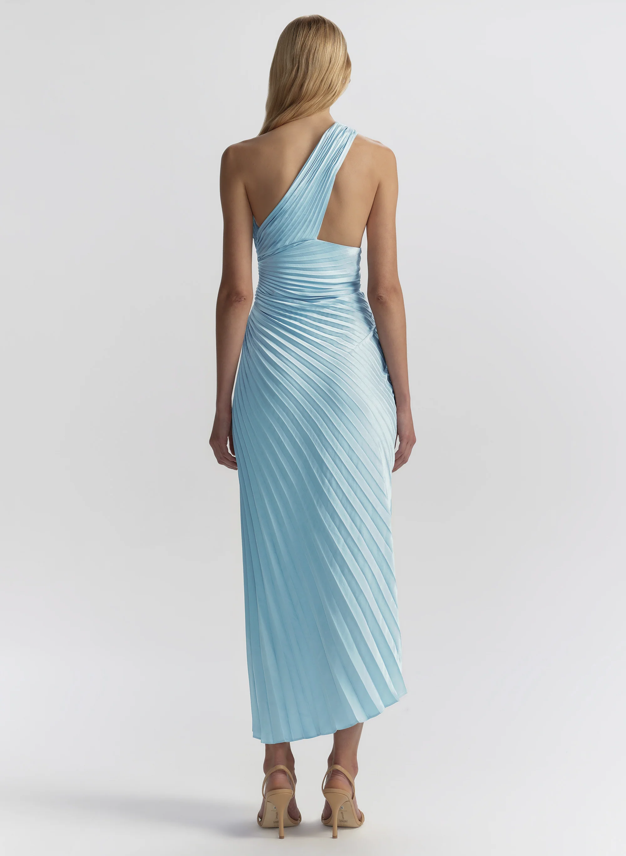 Lara Satin Pleated Midi Dress - Image 5