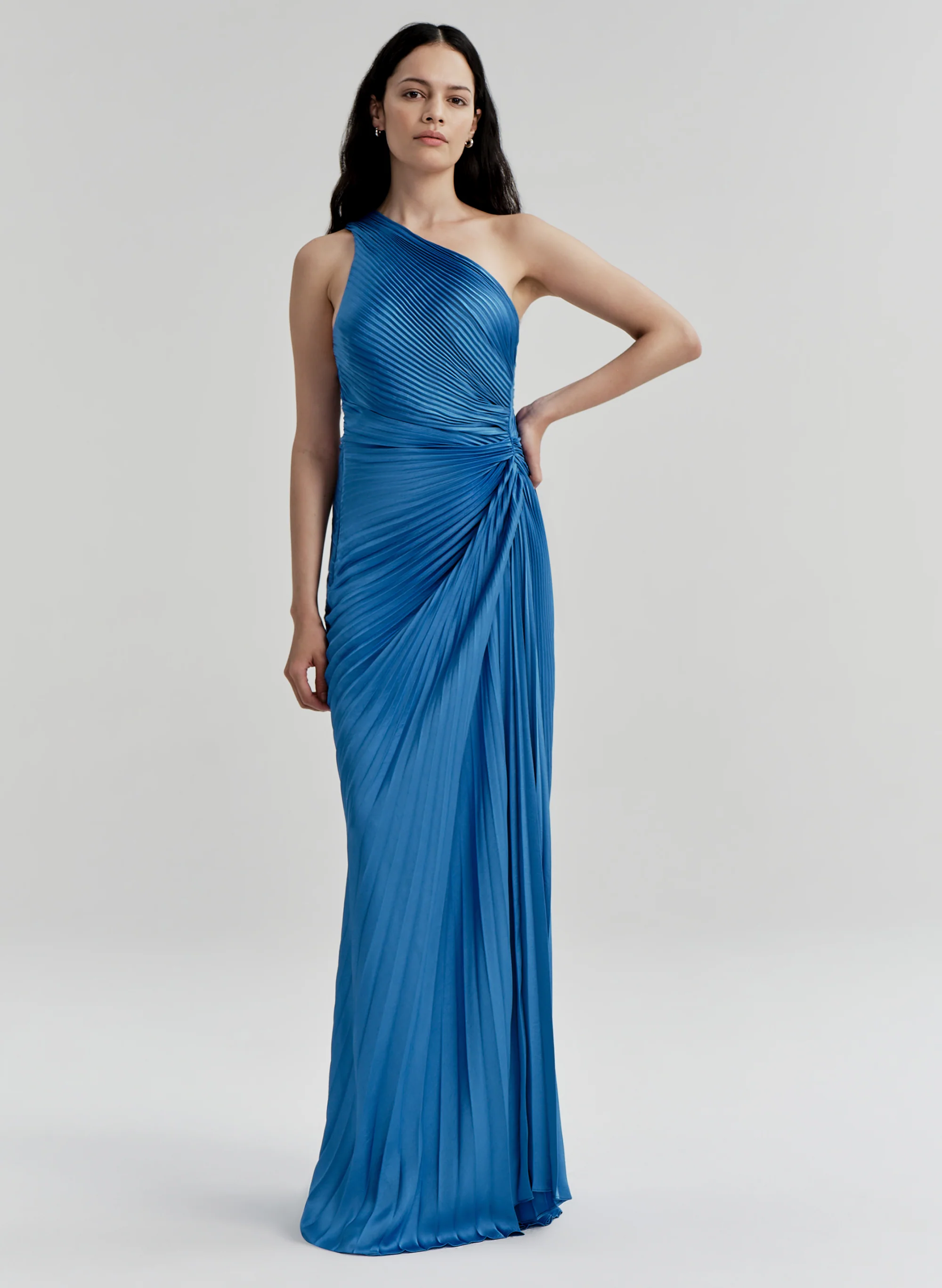 Lara Satin Pleated Gown