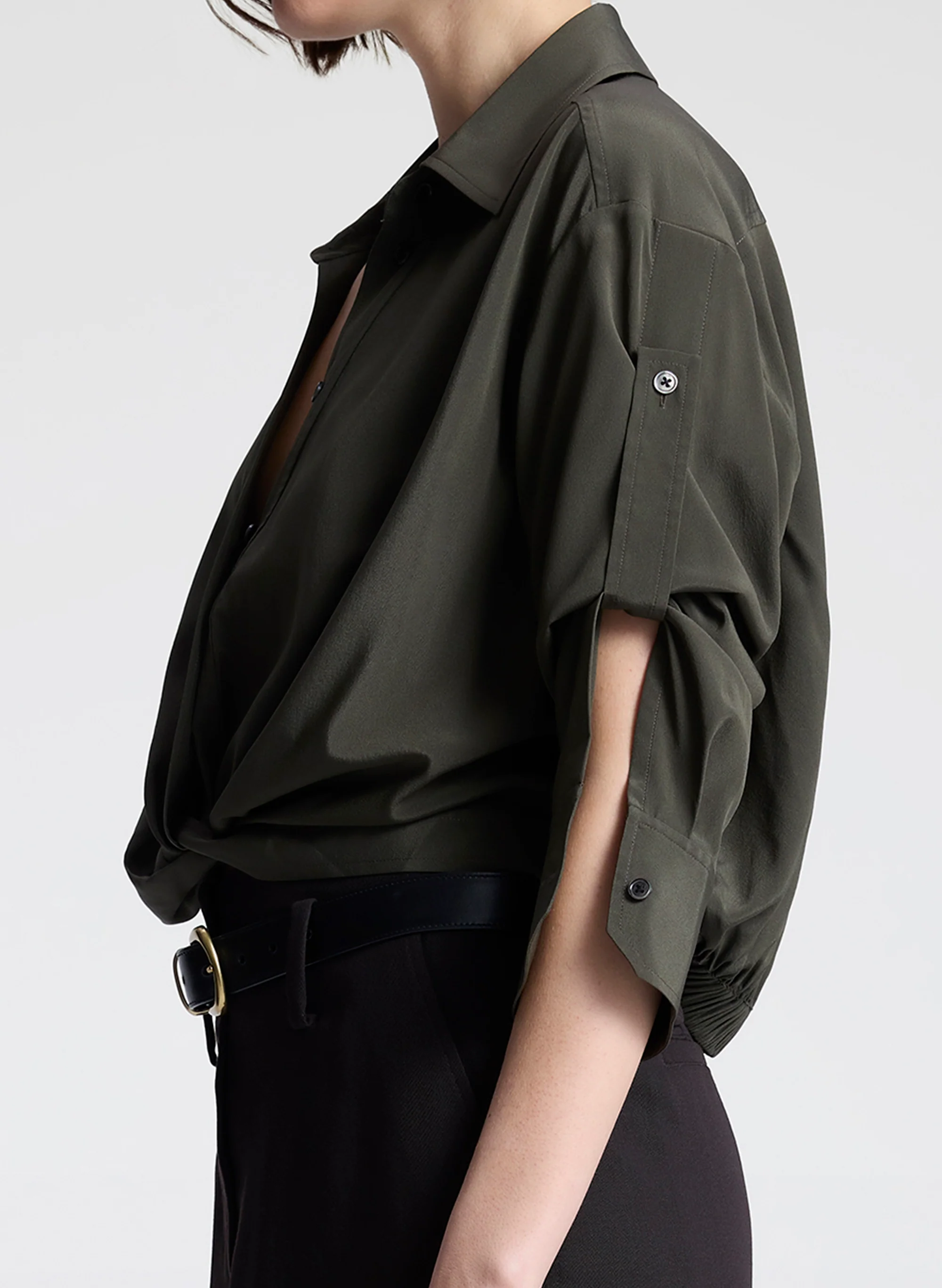 Leo Cropped Silk Shirt - Image 2