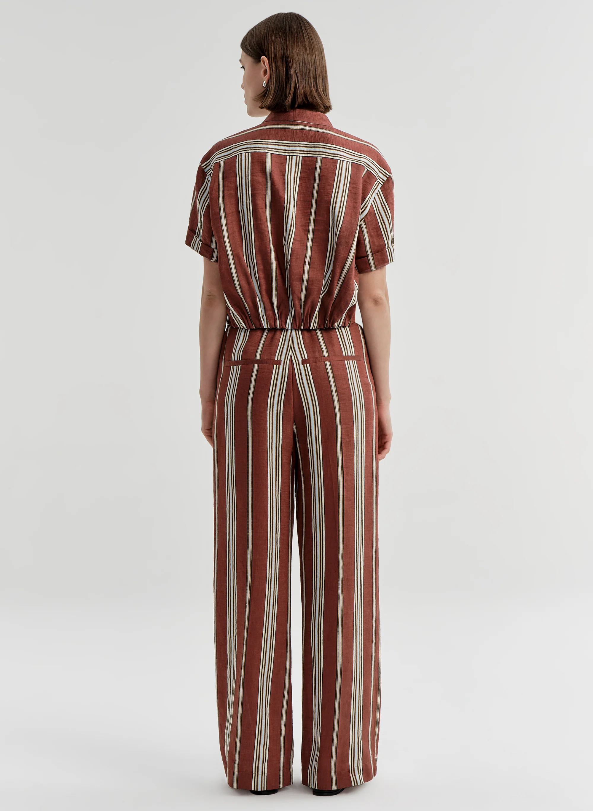 Leonore Short Sleeve Striped Linen Shirt - Image 5