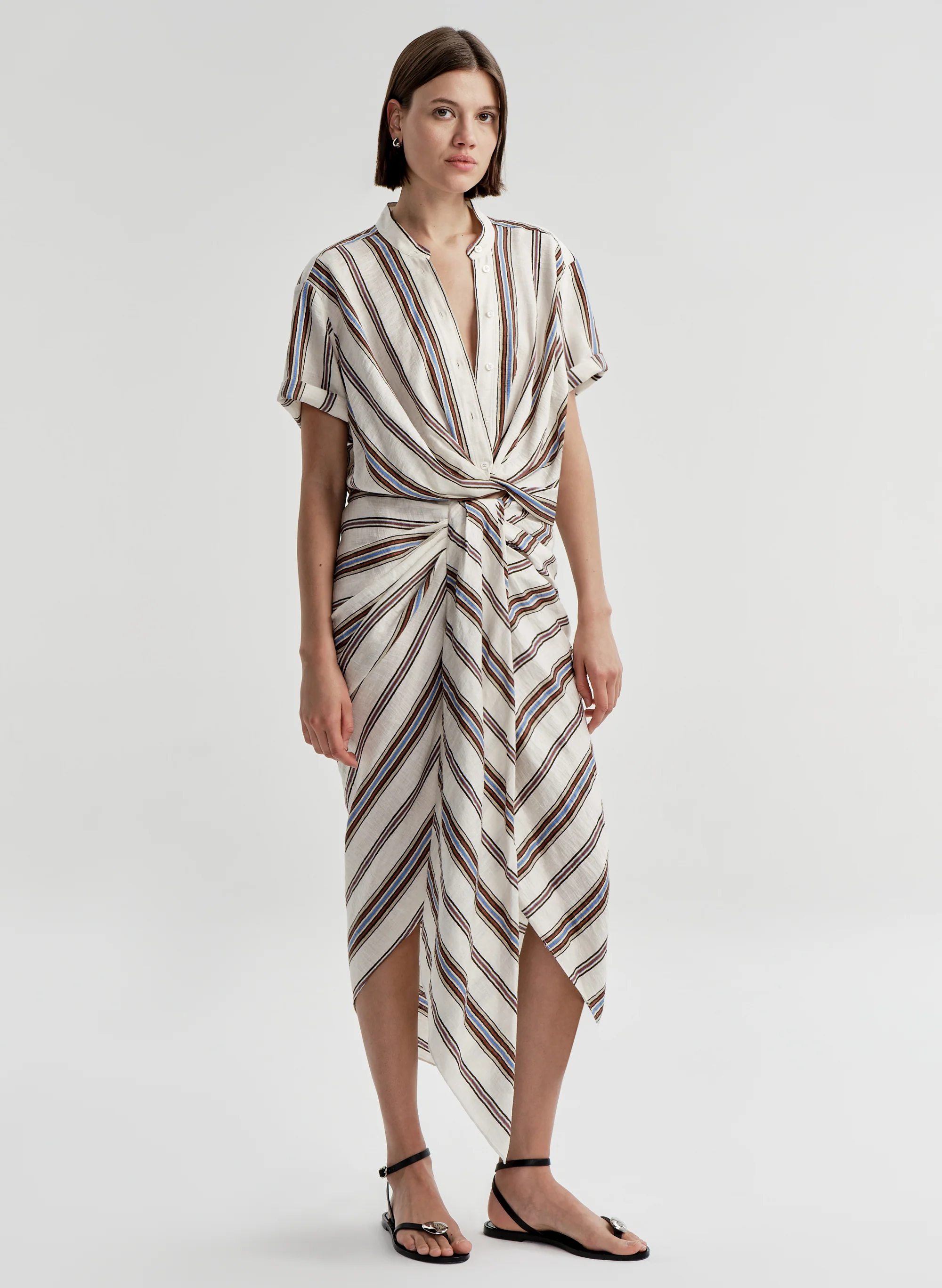 Leonore Short Sleeve Striped Linen Shirt - Image 3