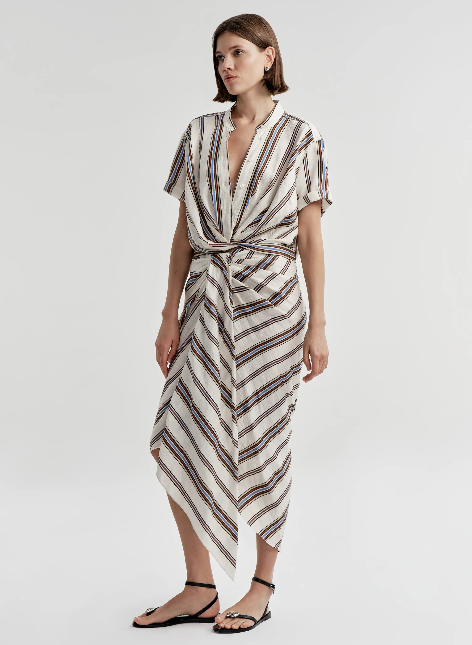 Leonore Short Sleeve Striped Linen Shirt - Image 4