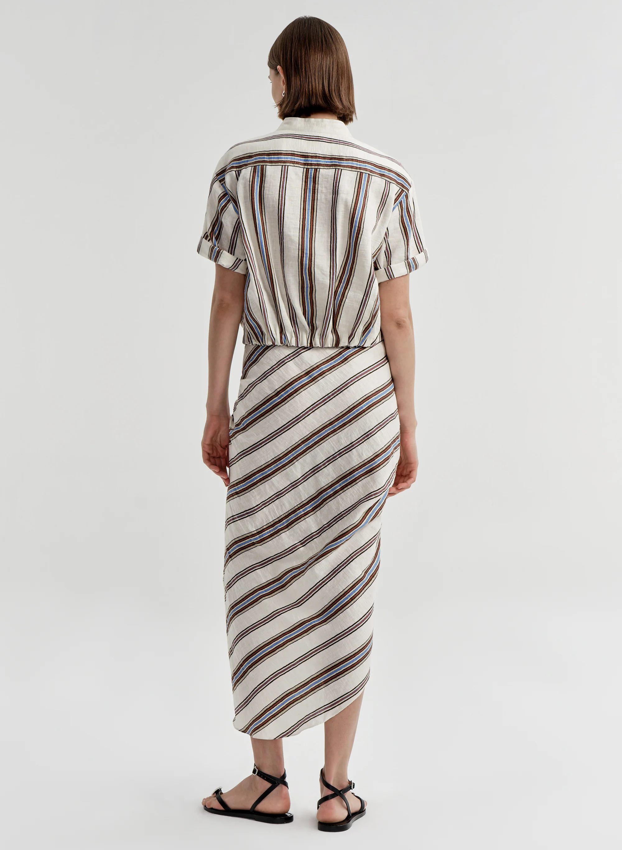 Leonore Short Sleeve Striped Linen Shirt - Image 5