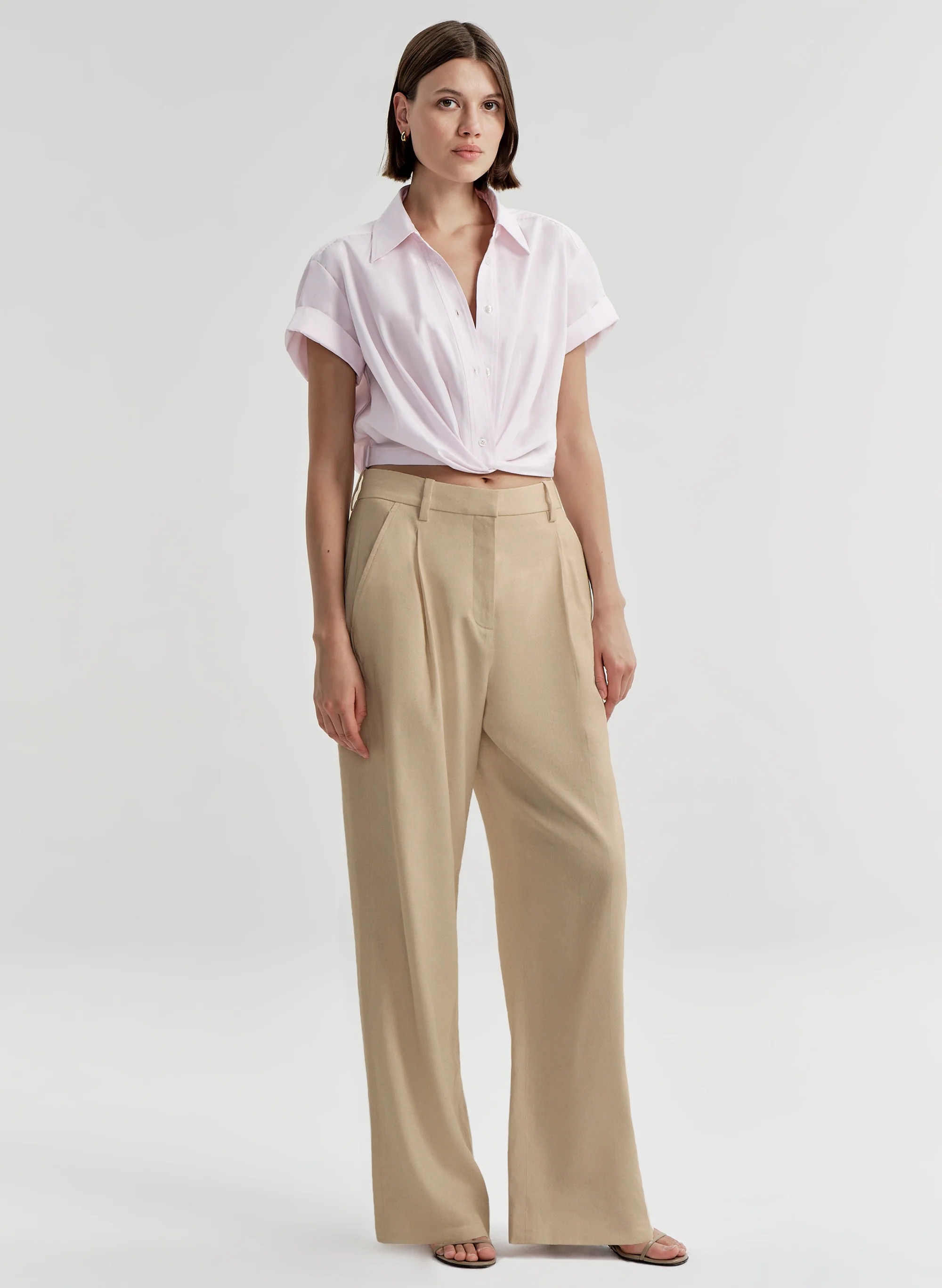 Lily Short Sleeve Cropped Cotton Shirt - Image 3