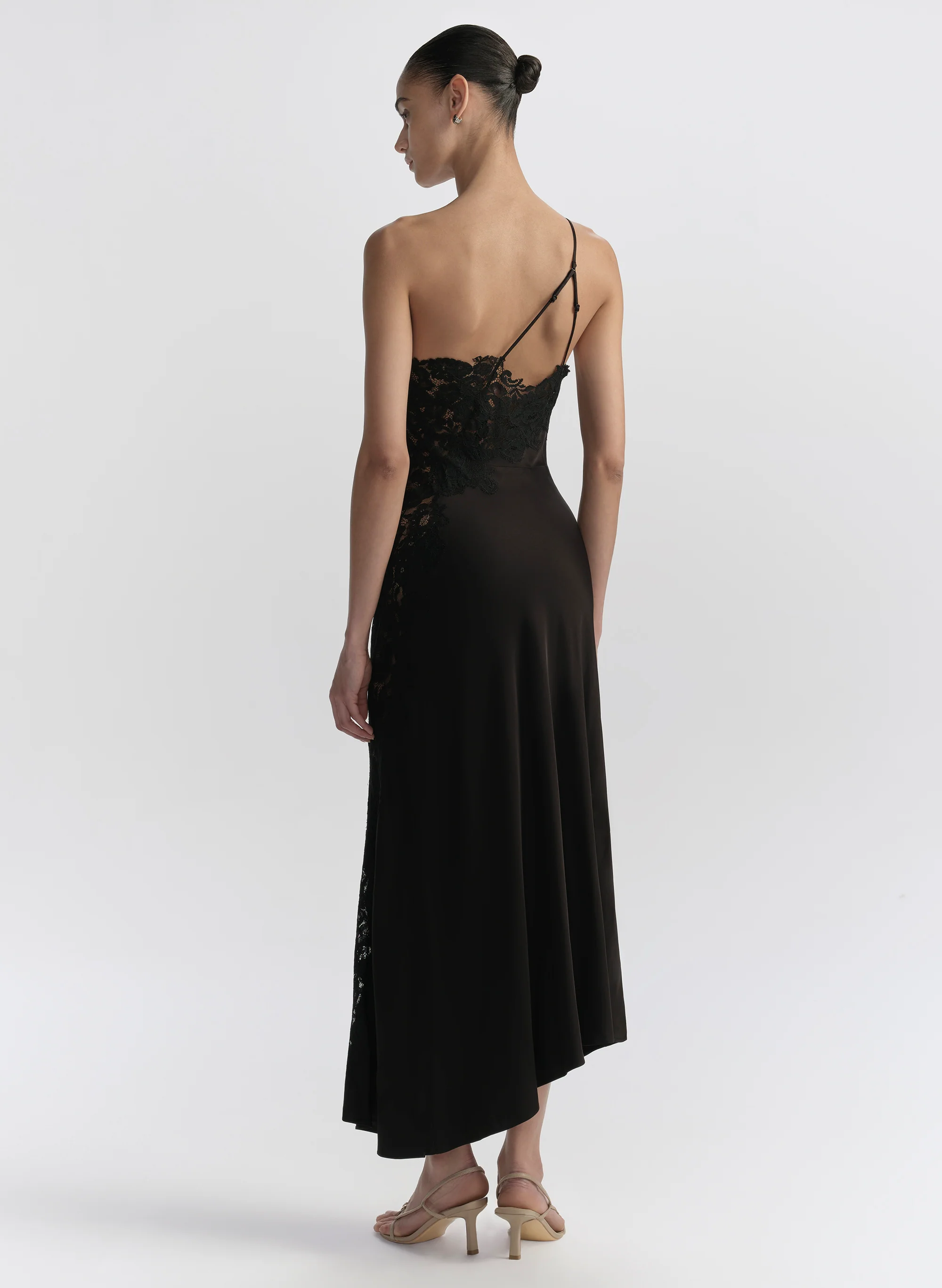 Lou Satin and Lace Midi Dress - Image 5