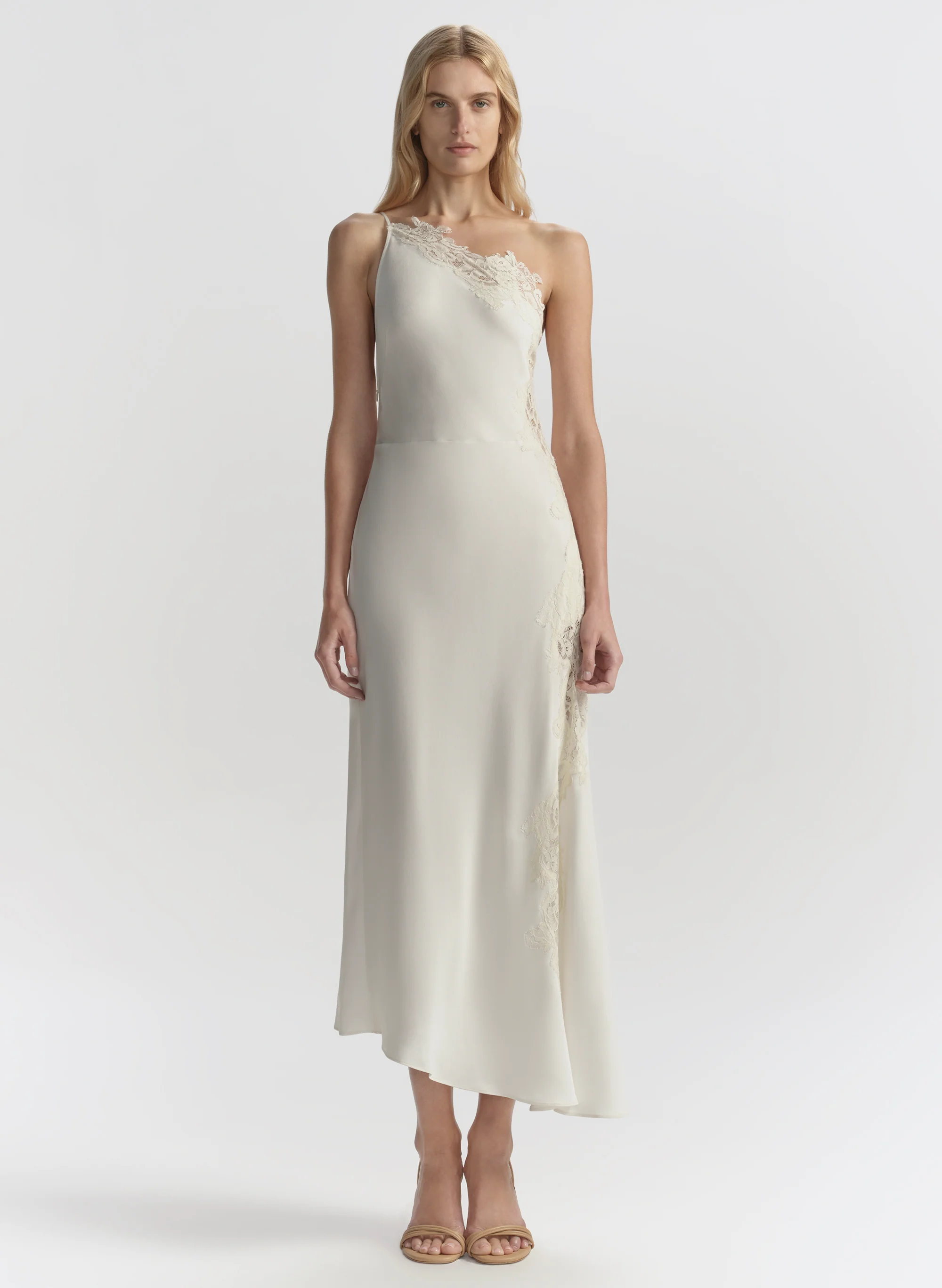 Lou Satin and Lace Midi Dress