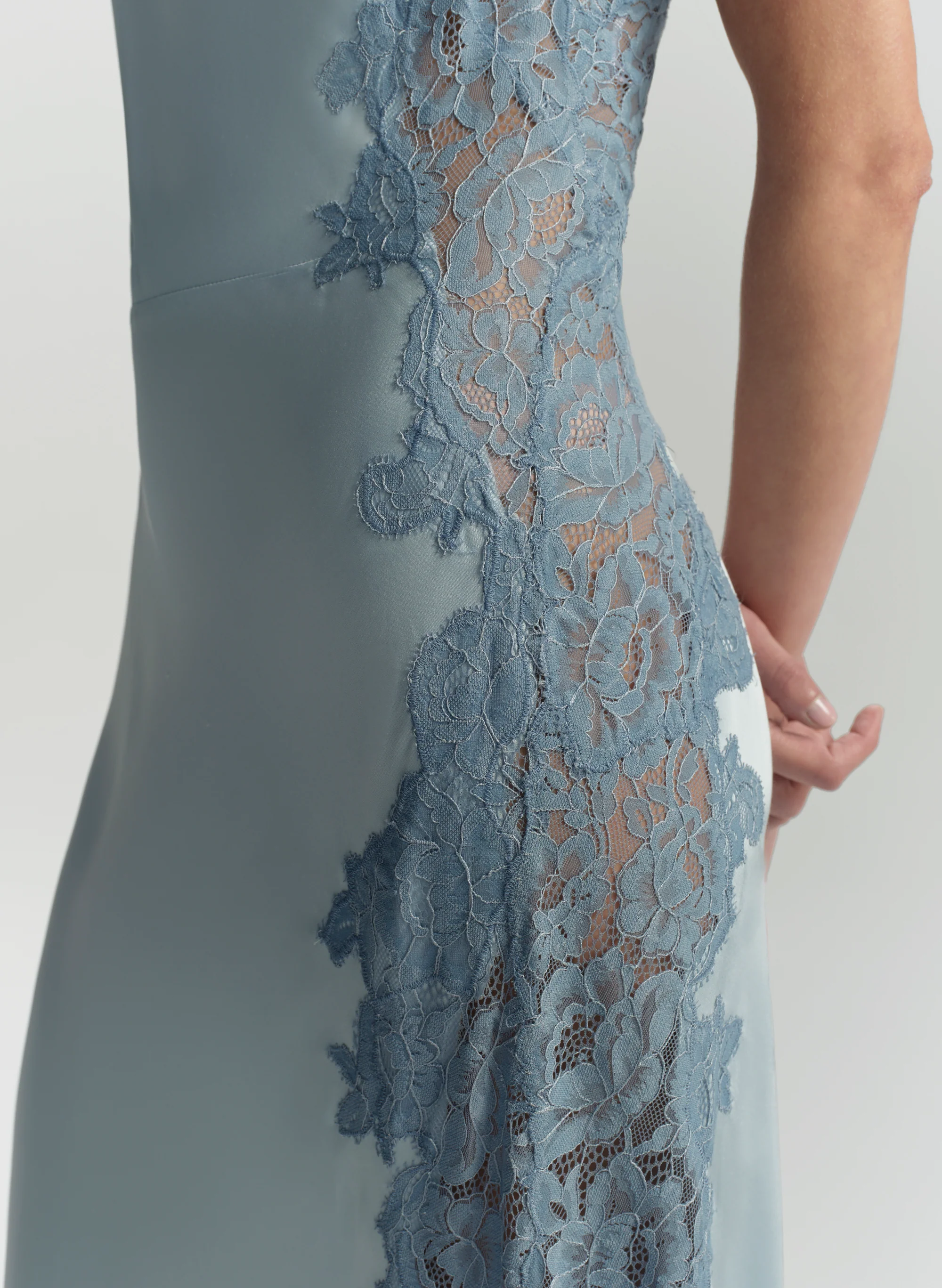 Lou Satin and Lace Midi Dress - Image 2