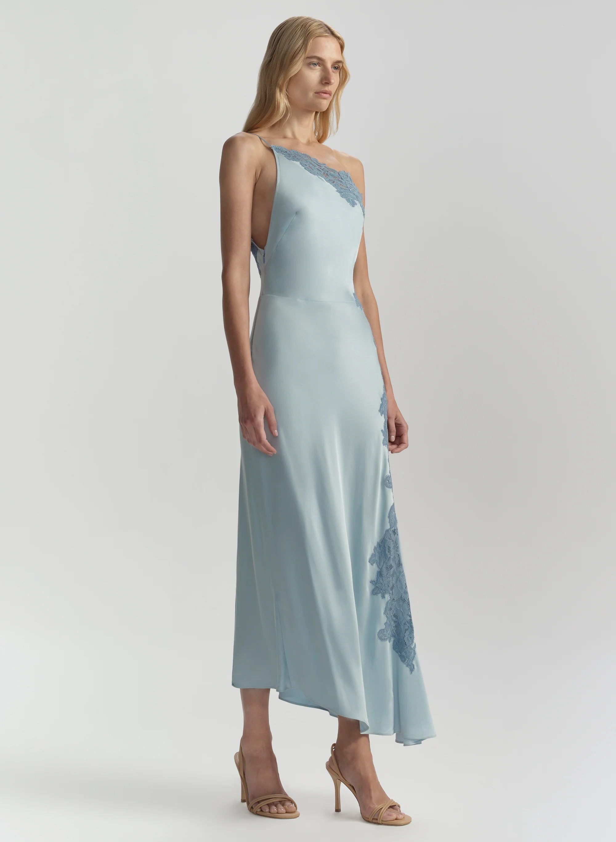 Lou Satin and Lace Midi Dress - Image 3