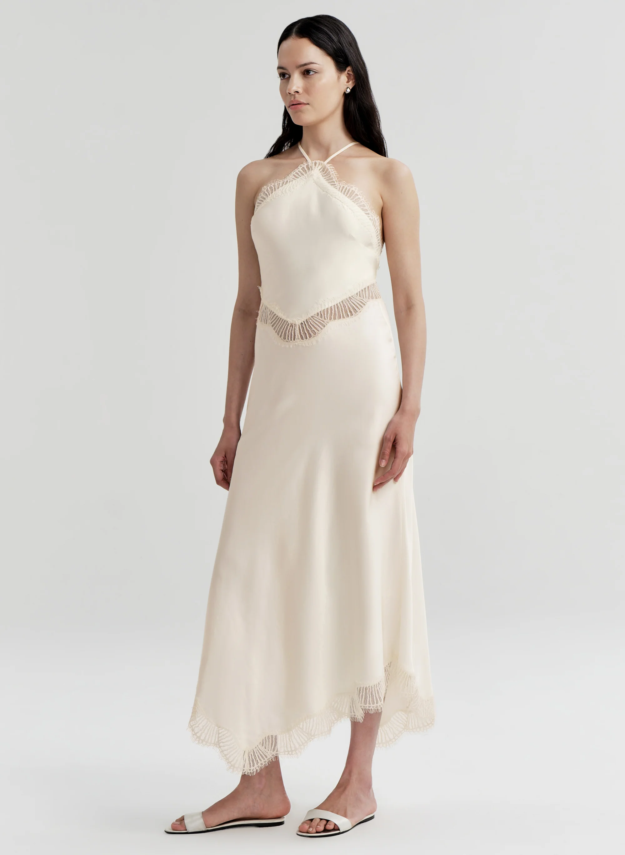 Lucia Satin and Lace Midi Dress - Image 4