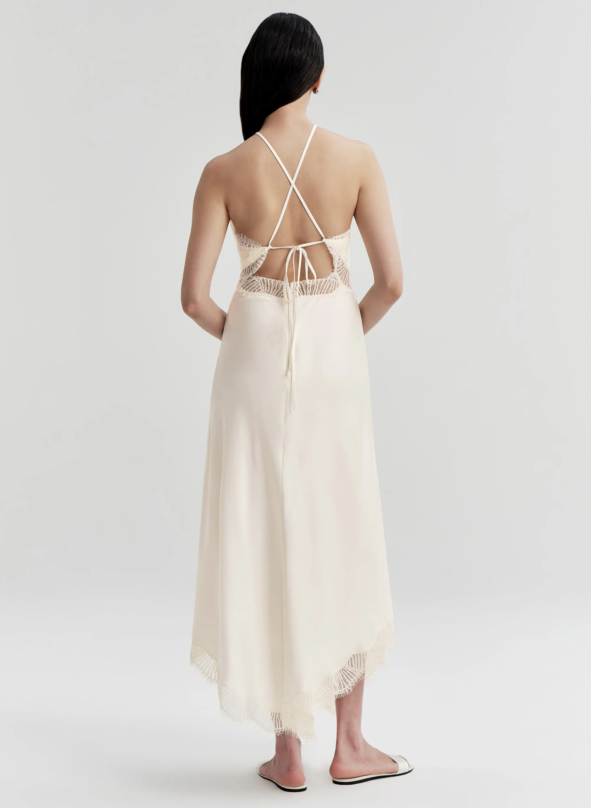Lucia Satin and Lace Midi Dress - Image 5