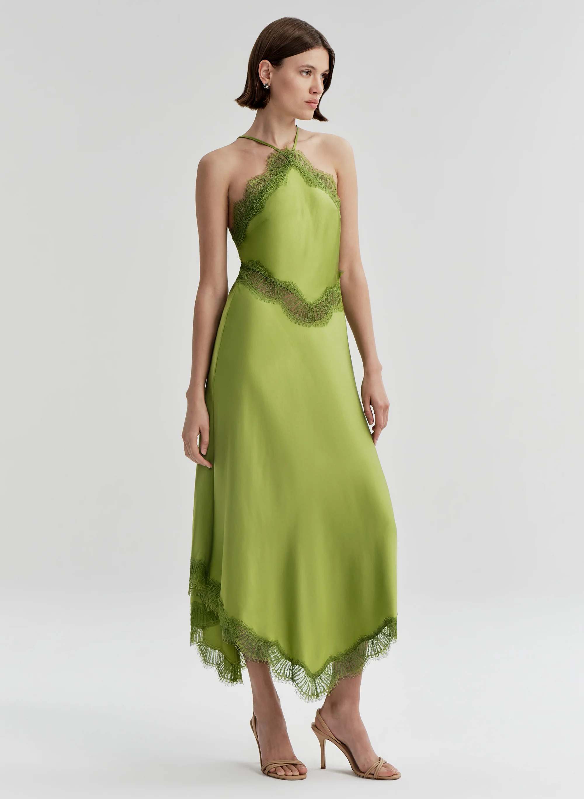 Lucia Satin and Lace Midi Dress - Image 3