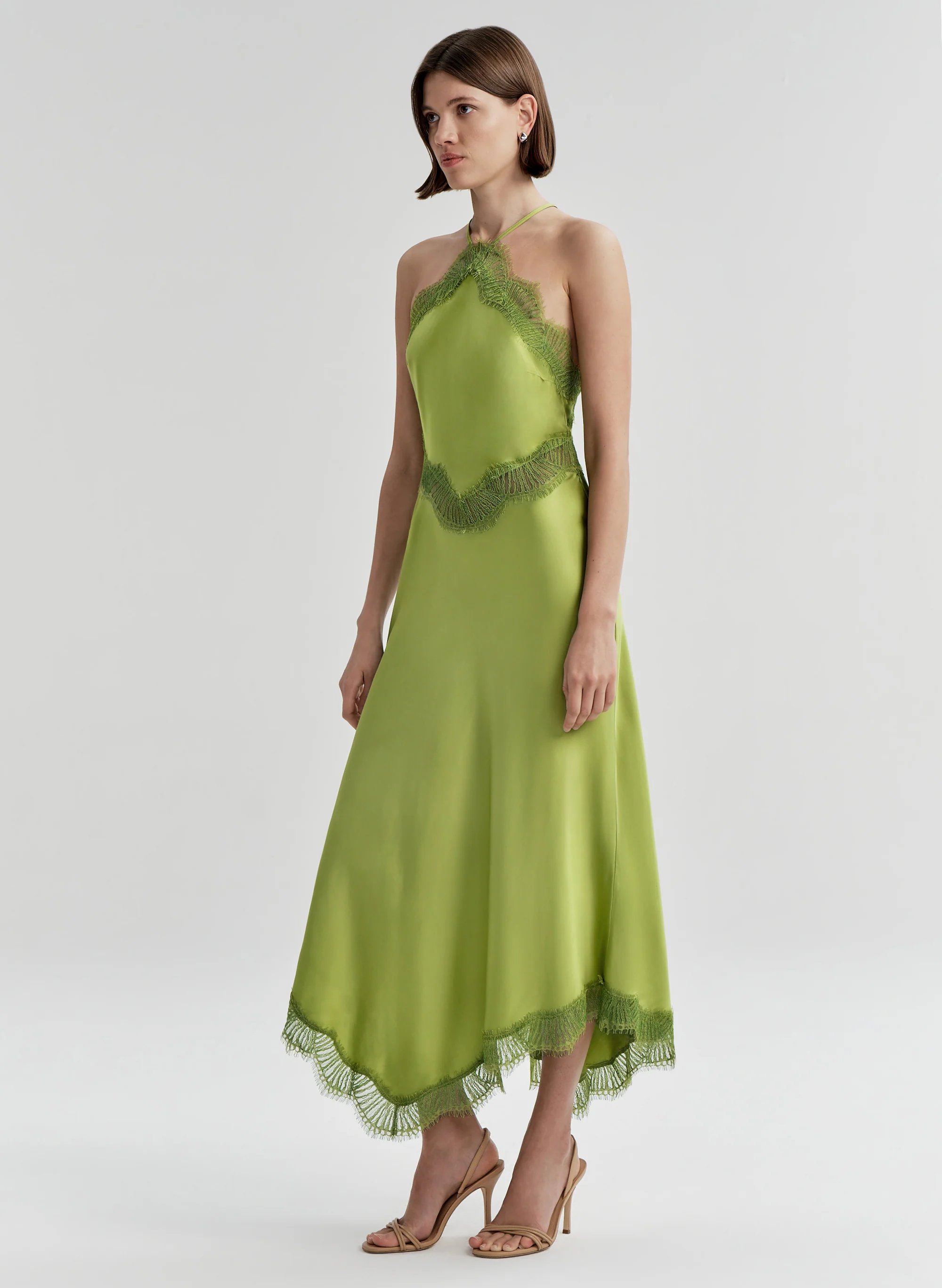 Lucia Satin and Lace Midi Dress - Image 4