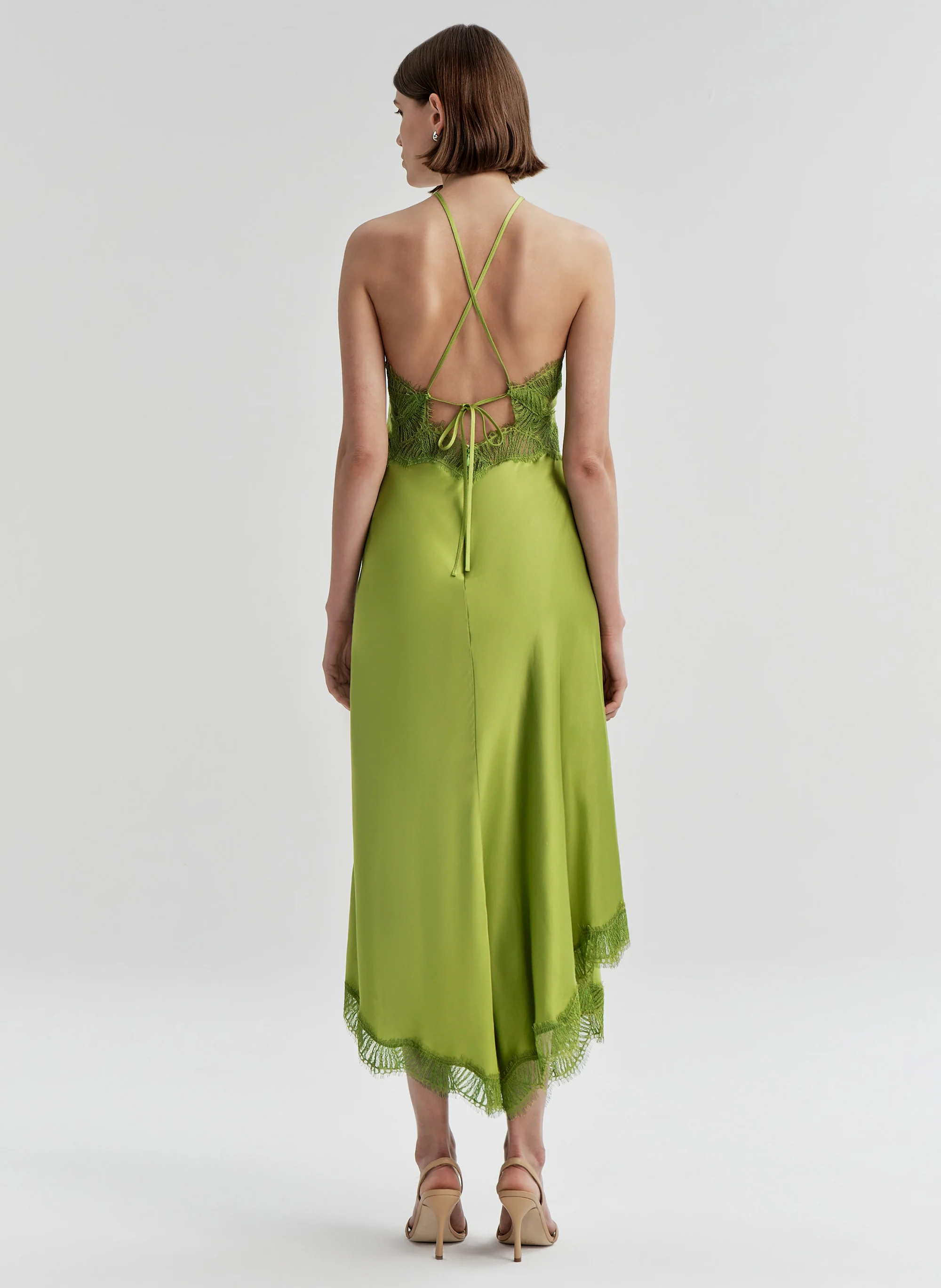 Lucia Satin and Lace Midi Dress - Image 5