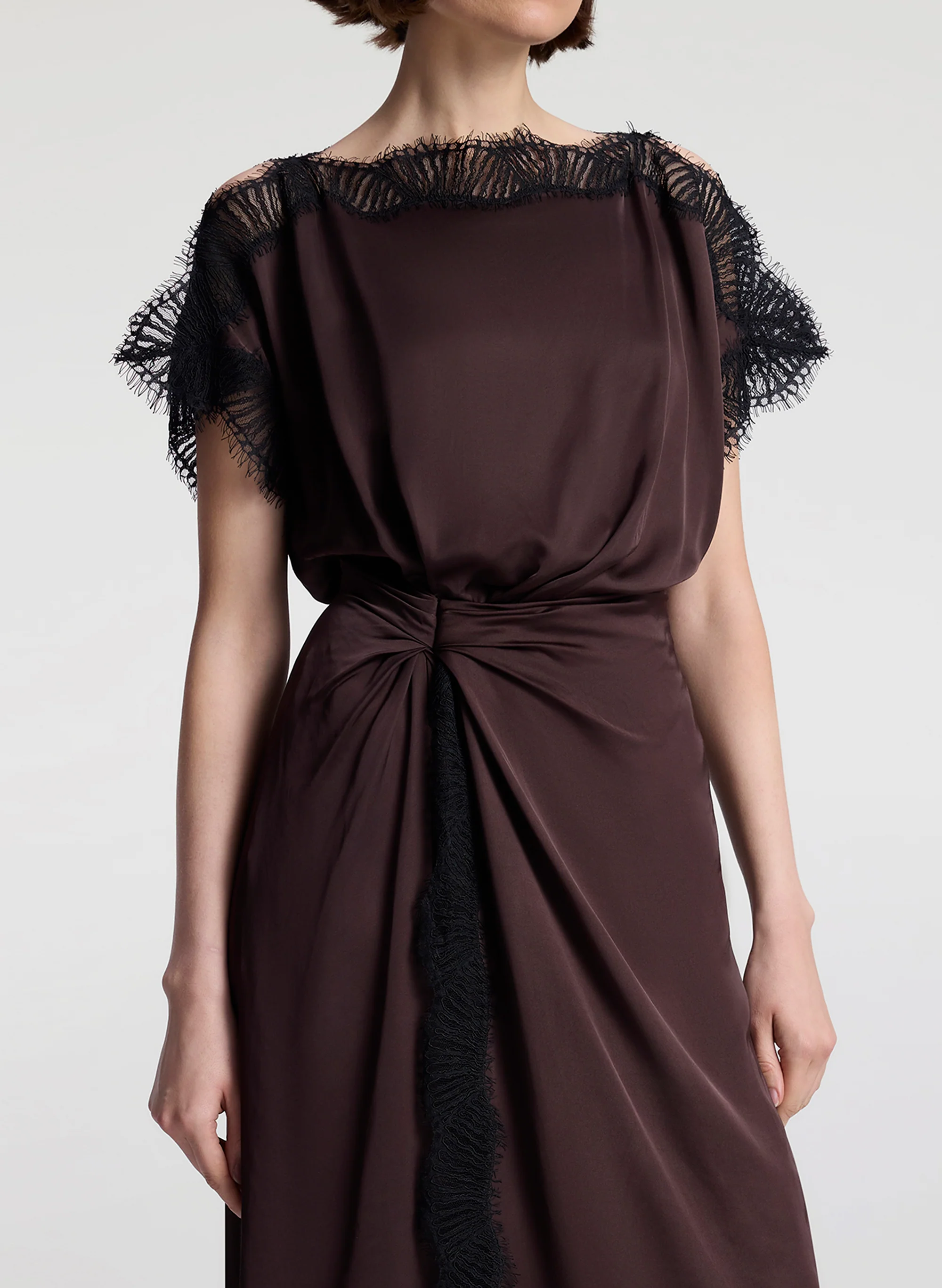 Luna Satin and Lace Midi Dress - Image 2