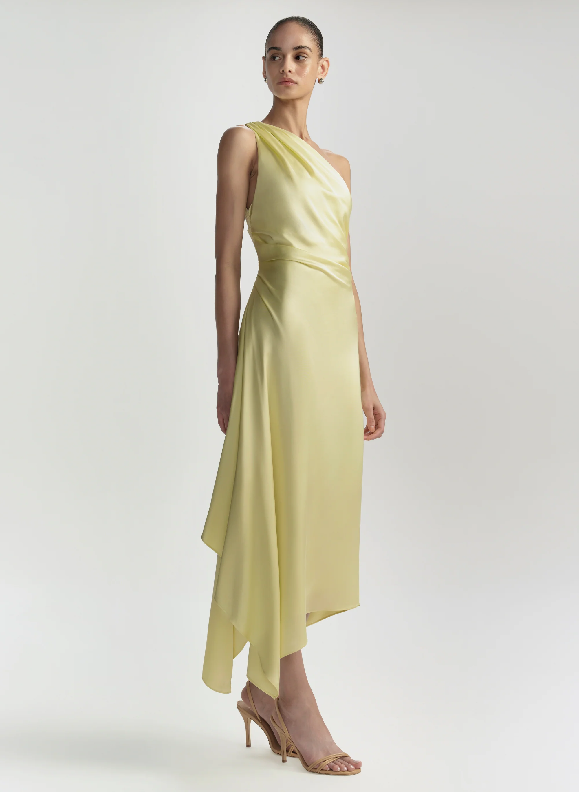 Lyn Satin One Shoulder Midi Dress - Image 4