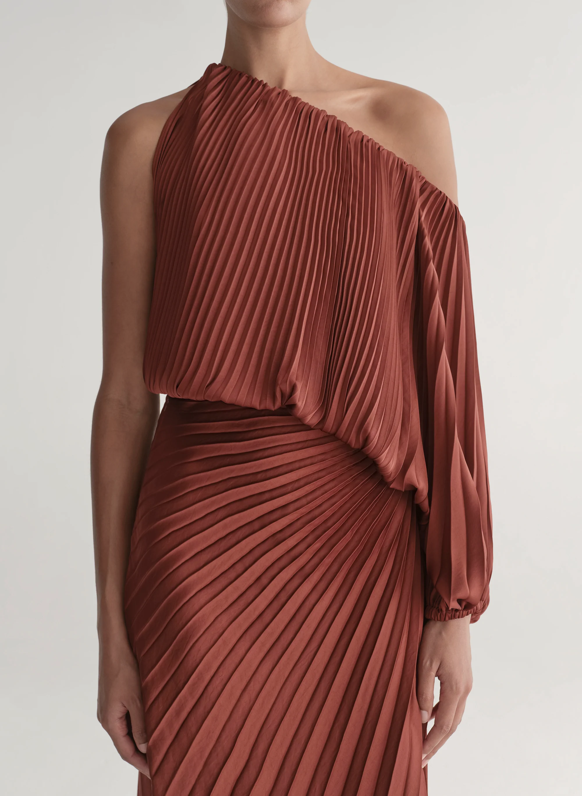 Mara Satin Pleated Asymmetric Top - Image 2