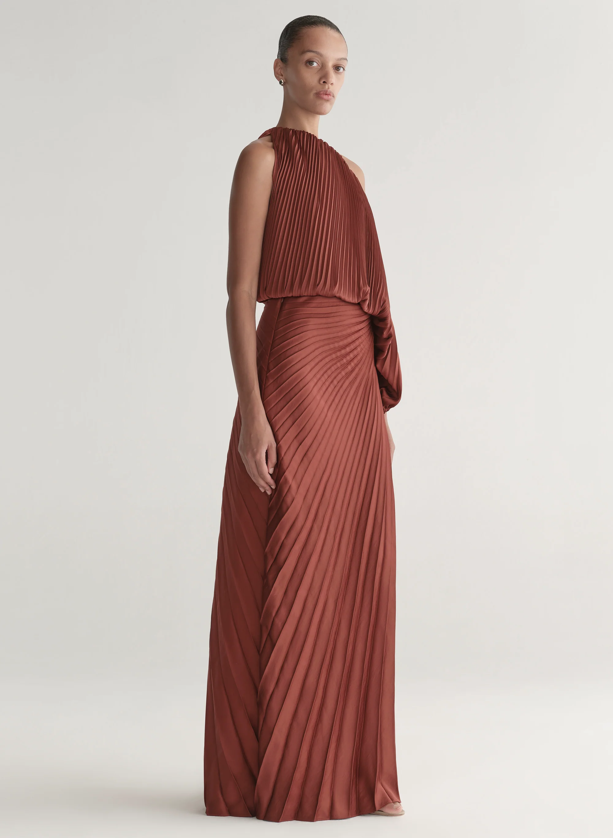Mara Satin Pleated Asymmetric Top - Image 3