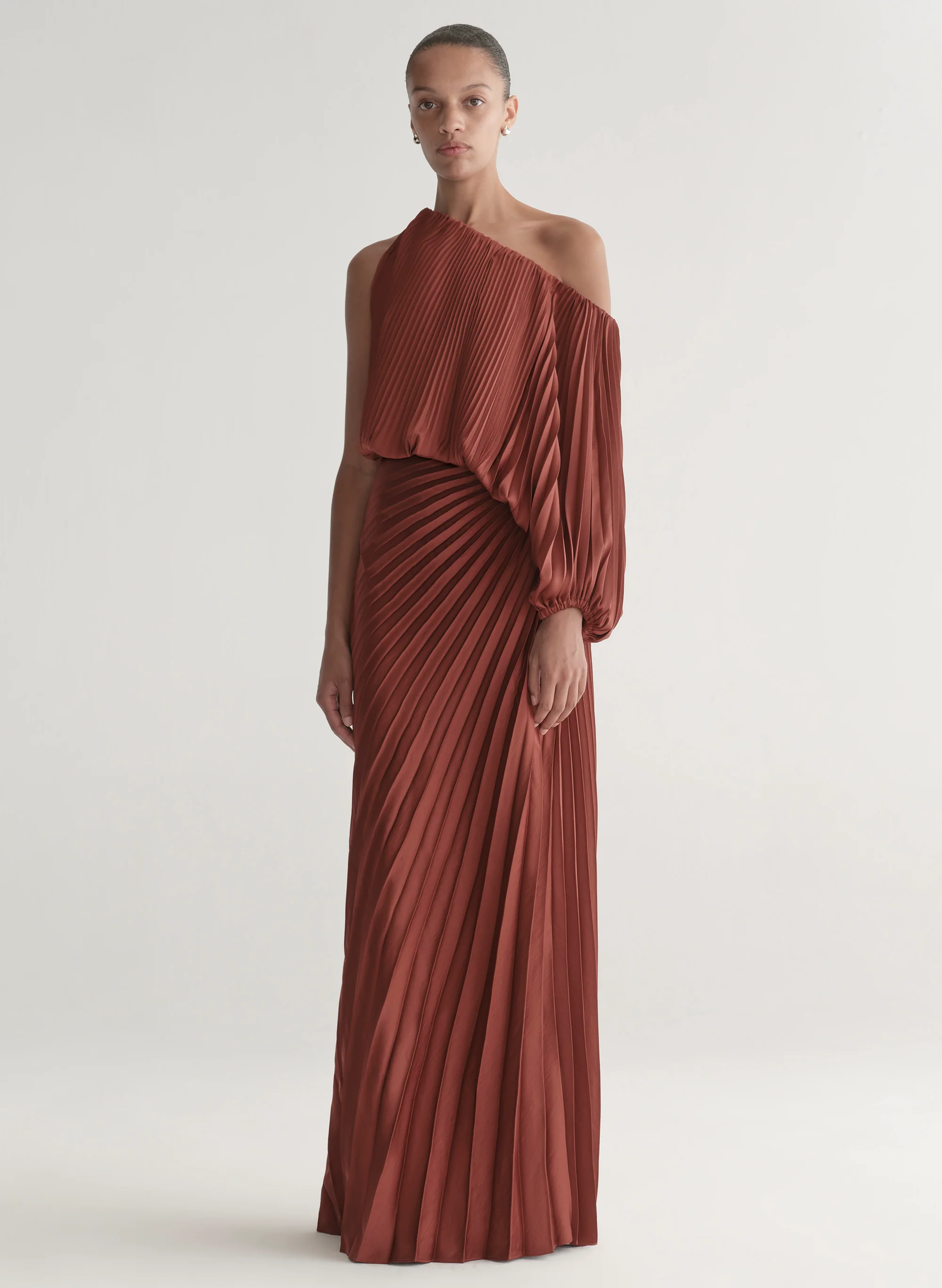 Mara Satin Pleated Asymmetric Top - Image 4