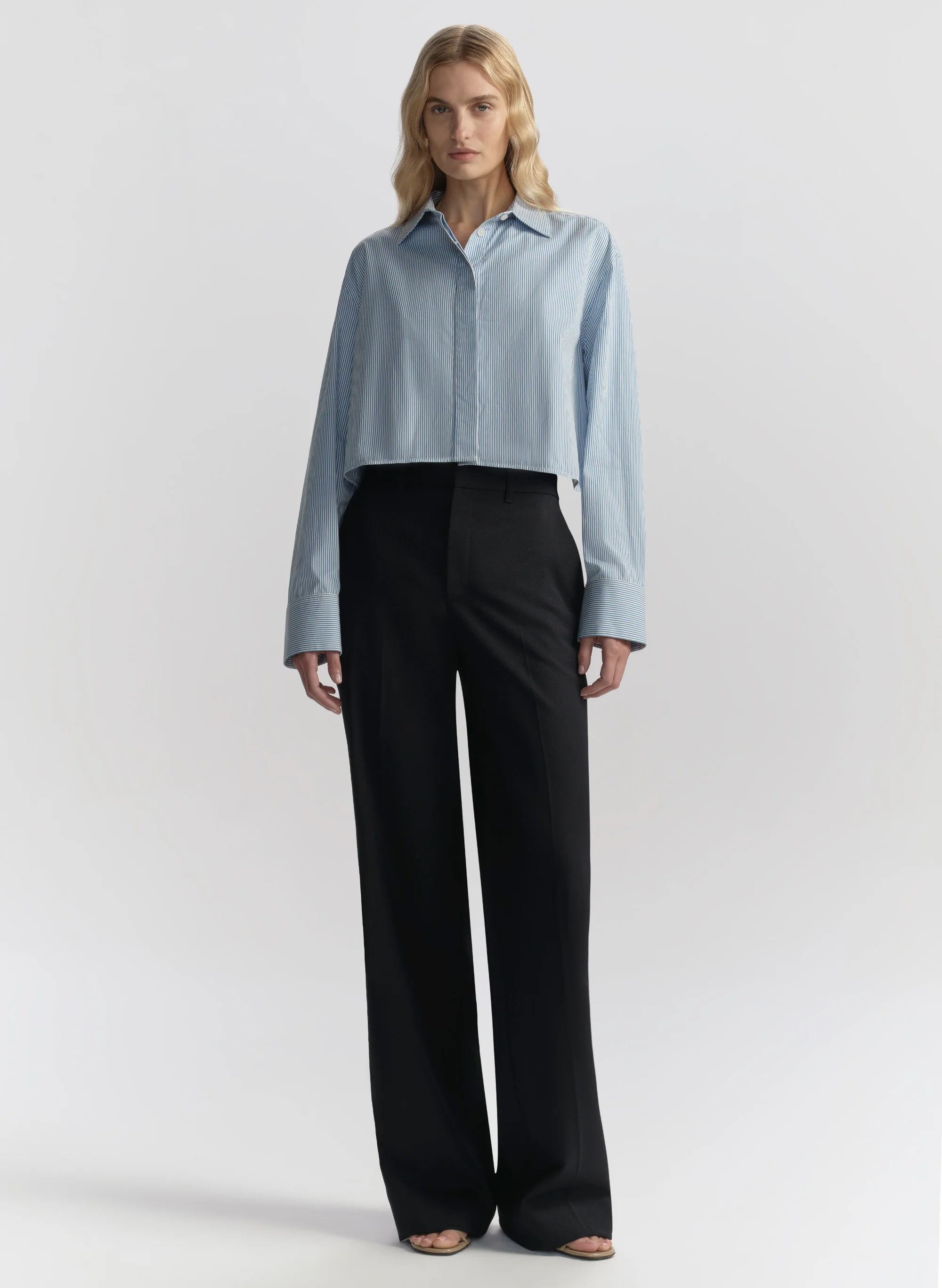 Maude Cropped Cotton Stripe Shirt - Image 4