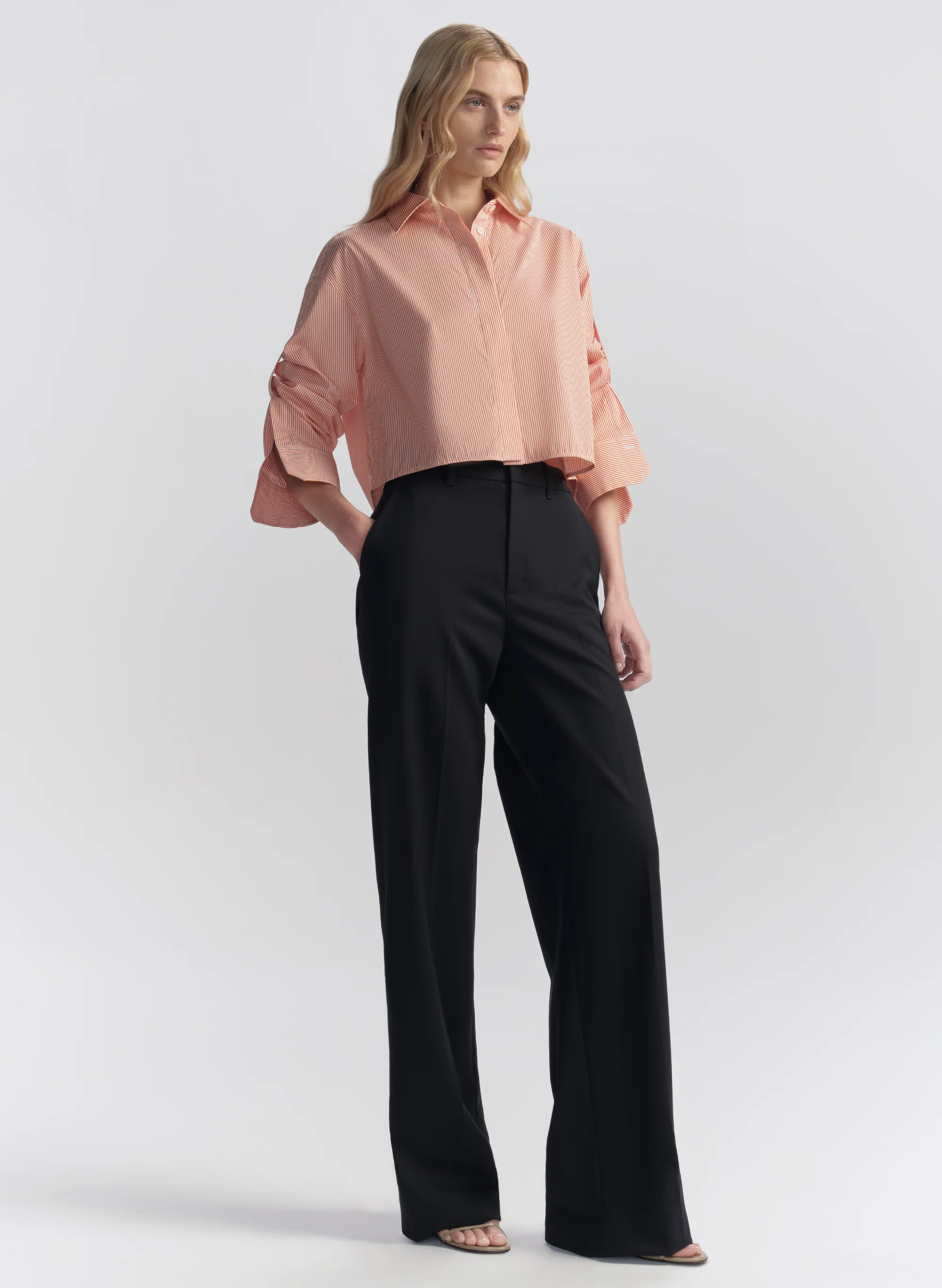 Maude Cropped Cotton Stripe Shirt - Image 3