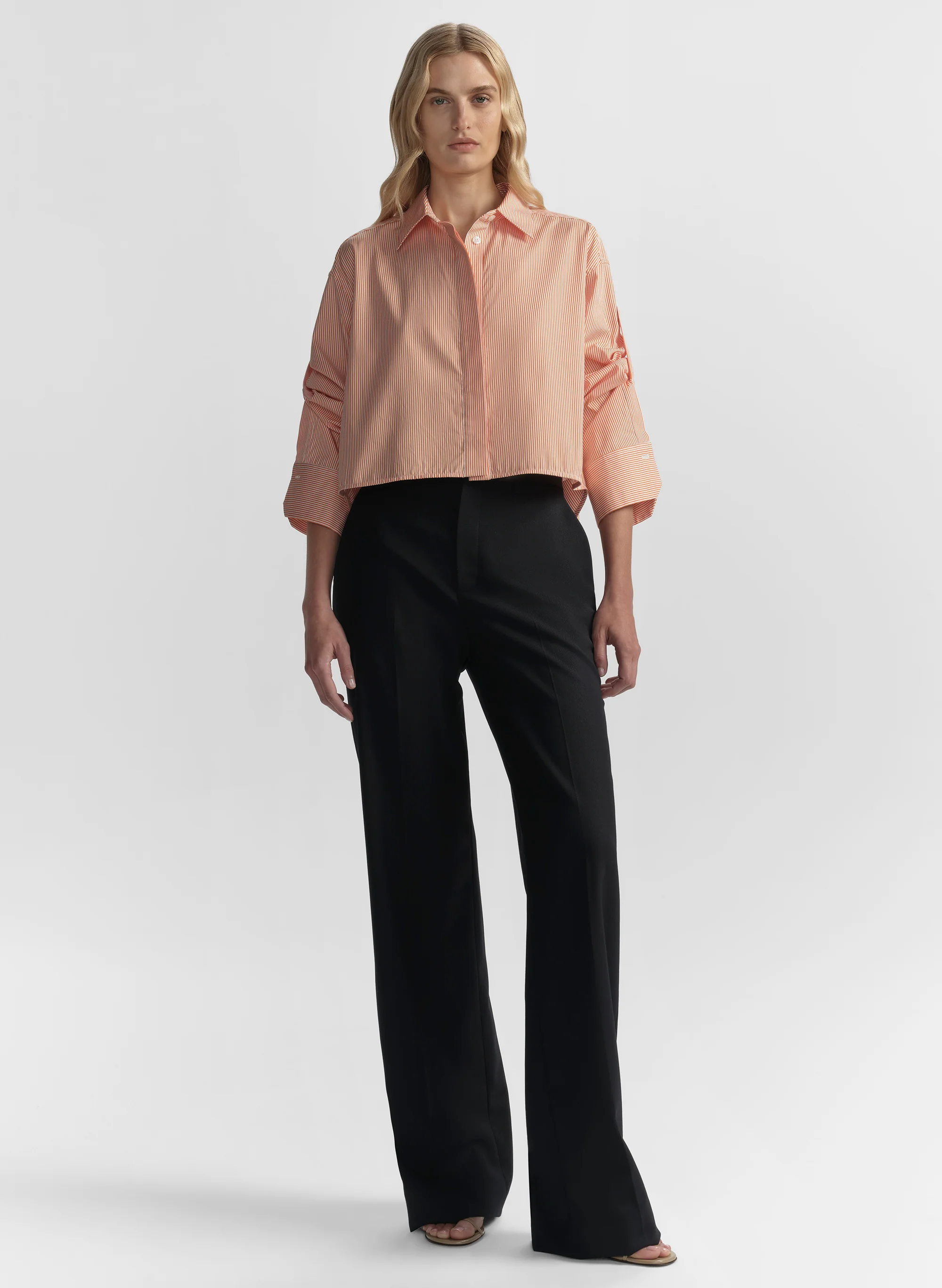 Maude Cropped Cotton Stripe Shirt - Image 4